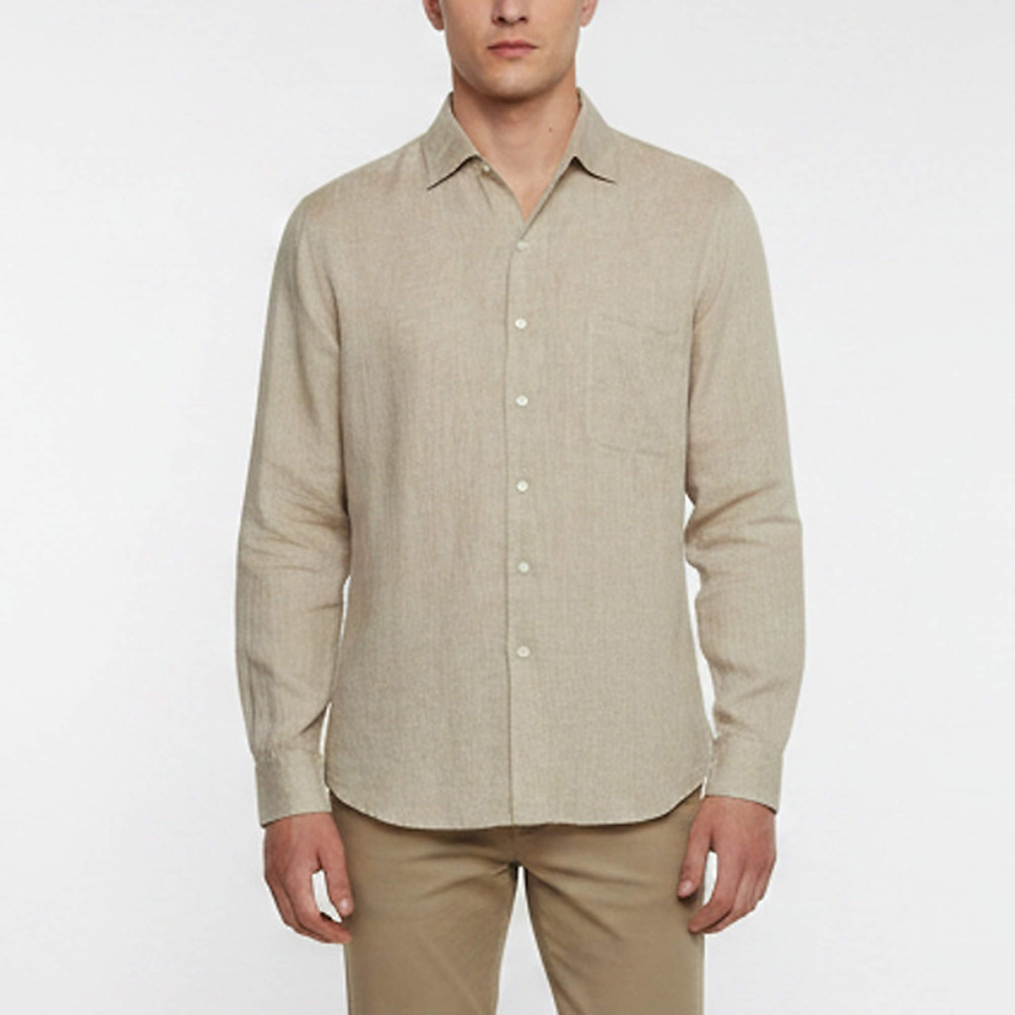Pre Owned Loro Piana Beige Linen Button-Down André Shirt L