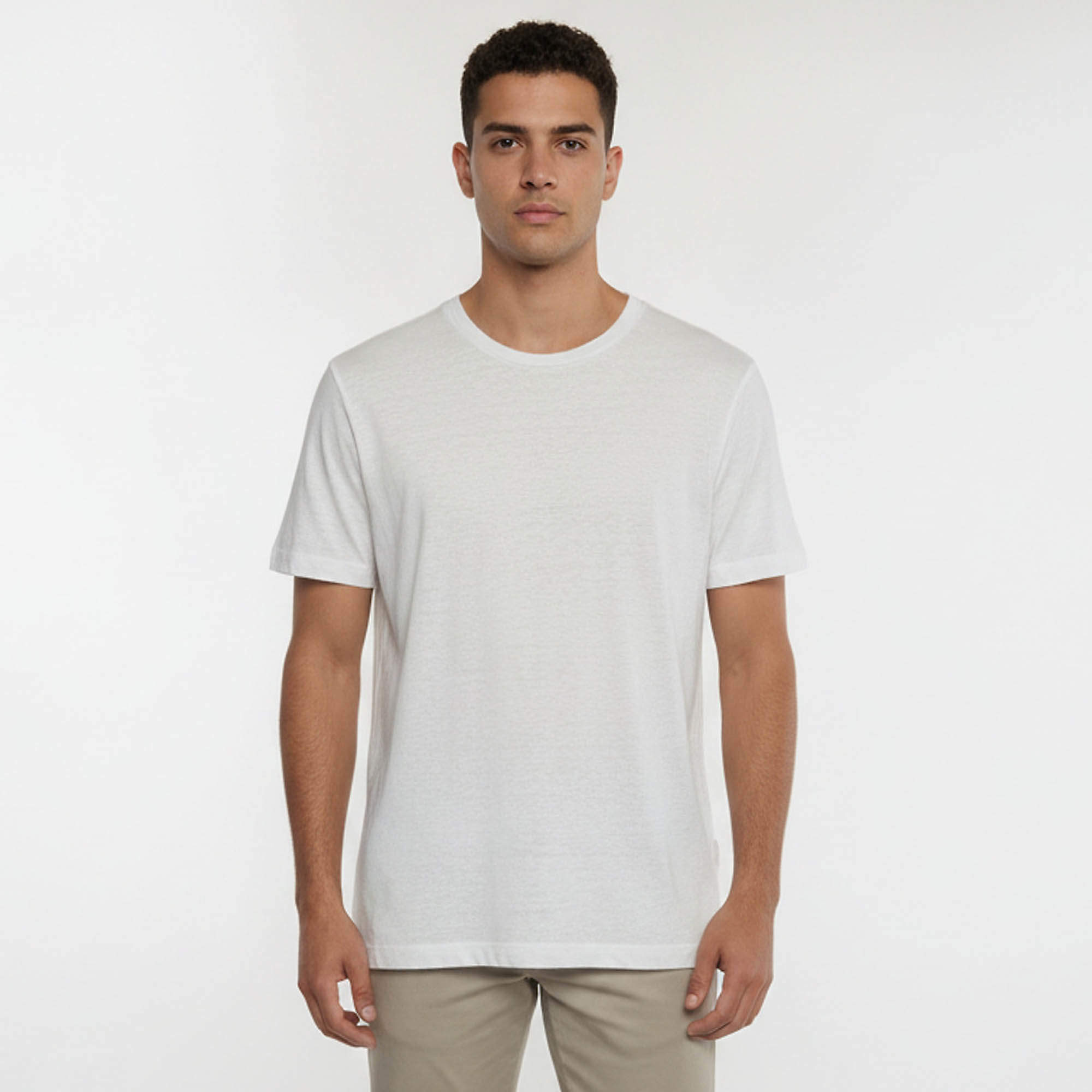 Pre Owned Loro Piana White Linen Jersey Gargano Crewneck T-Shirt M