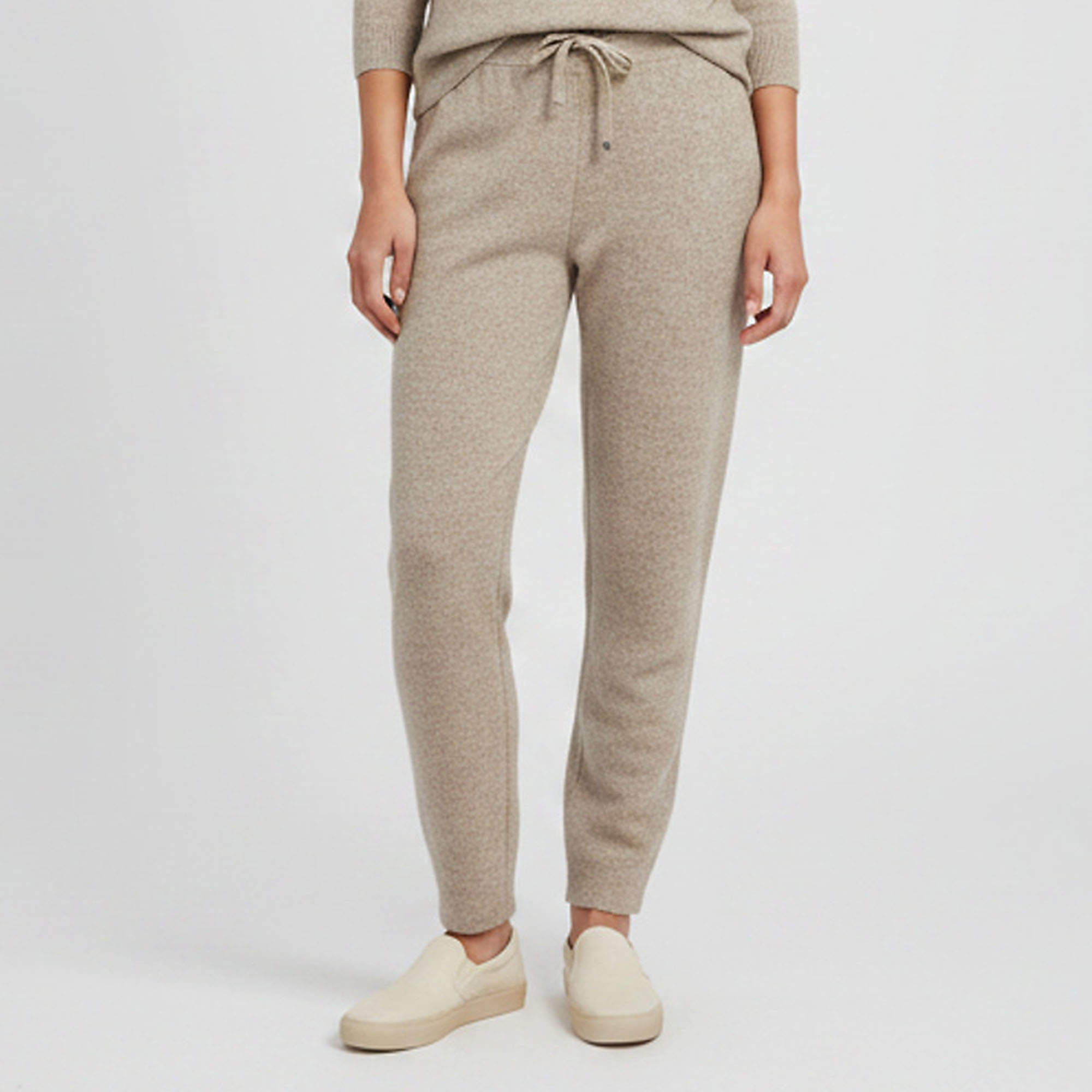 Pre Owned Loro Piana Neutral Cashmere Linen Knit Feriolo Pants L