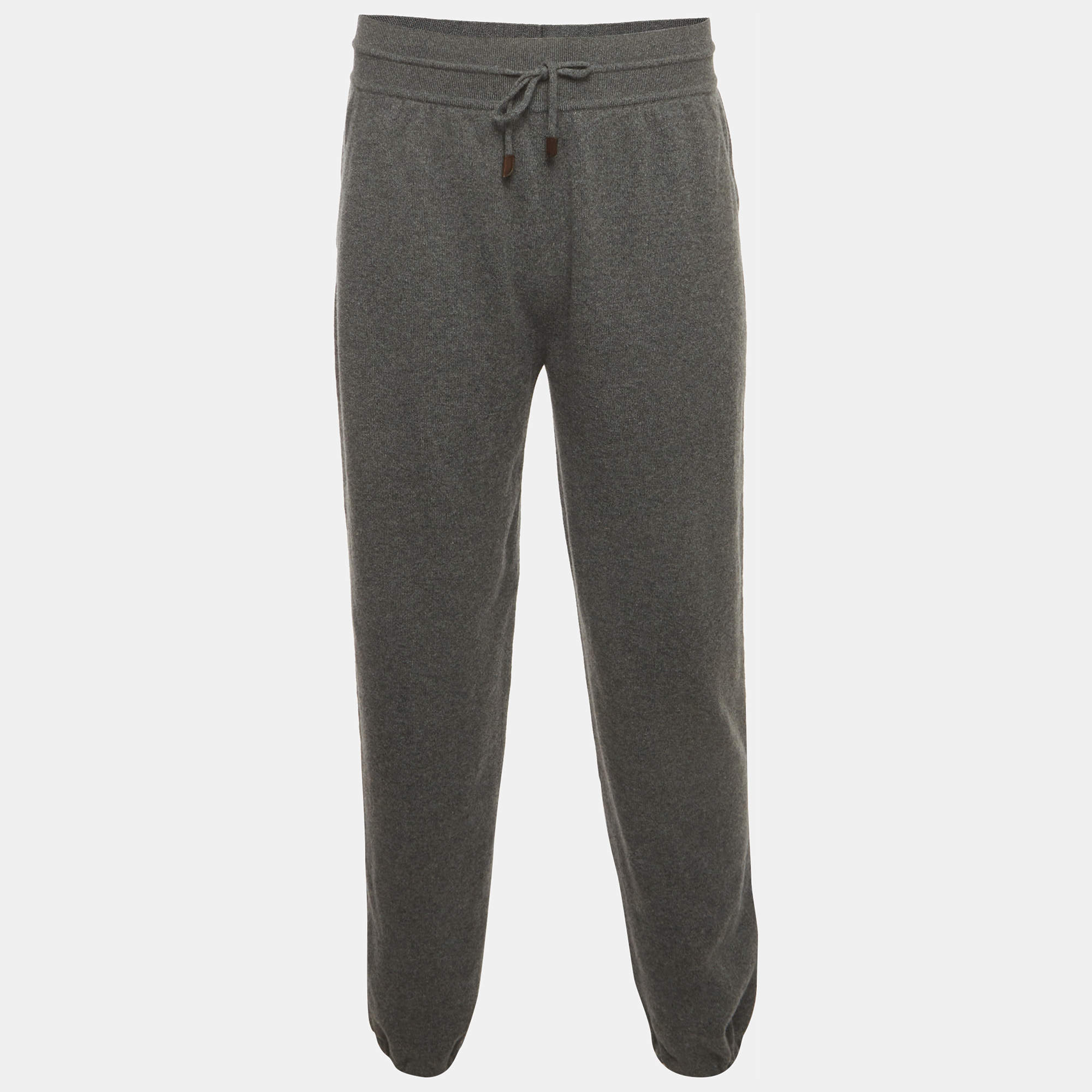 Pre Owned Loro Piana Grey Cashmere Knit Merano Joggers M