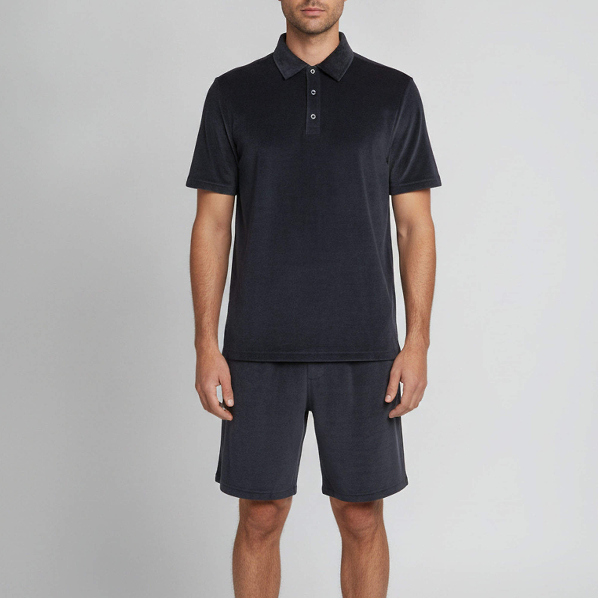 مملوكة مسبقًا Loro Piana Navy Blue Velour Murano Polo Shirt and Shorts Set M/L