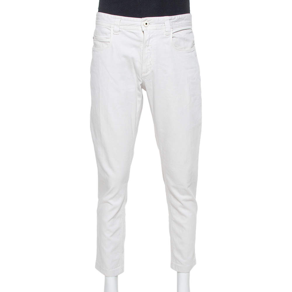 Pre Owned Loro Piana Light Grey Denim Tapered Leg Jeans XXL
