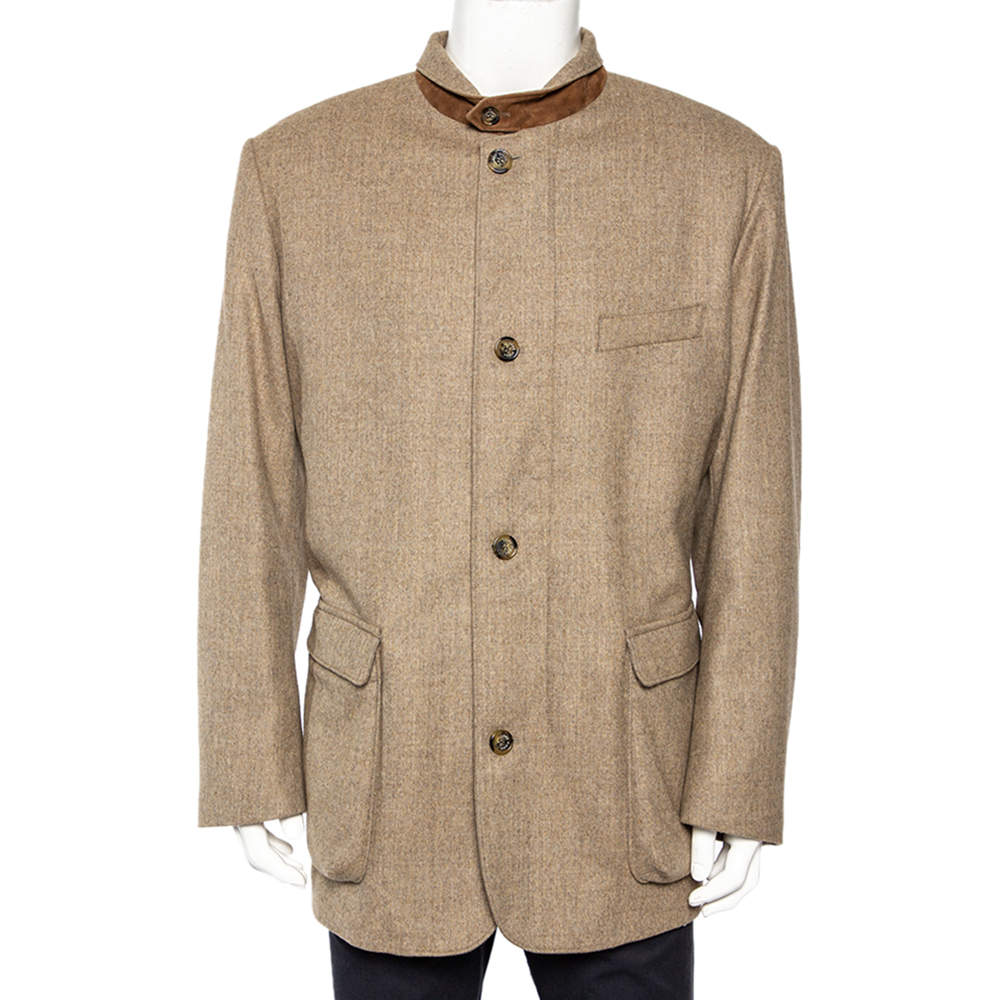 Pre Owned Loro Piana Storm System Beige Wool & Cashmere Jacket XXL 