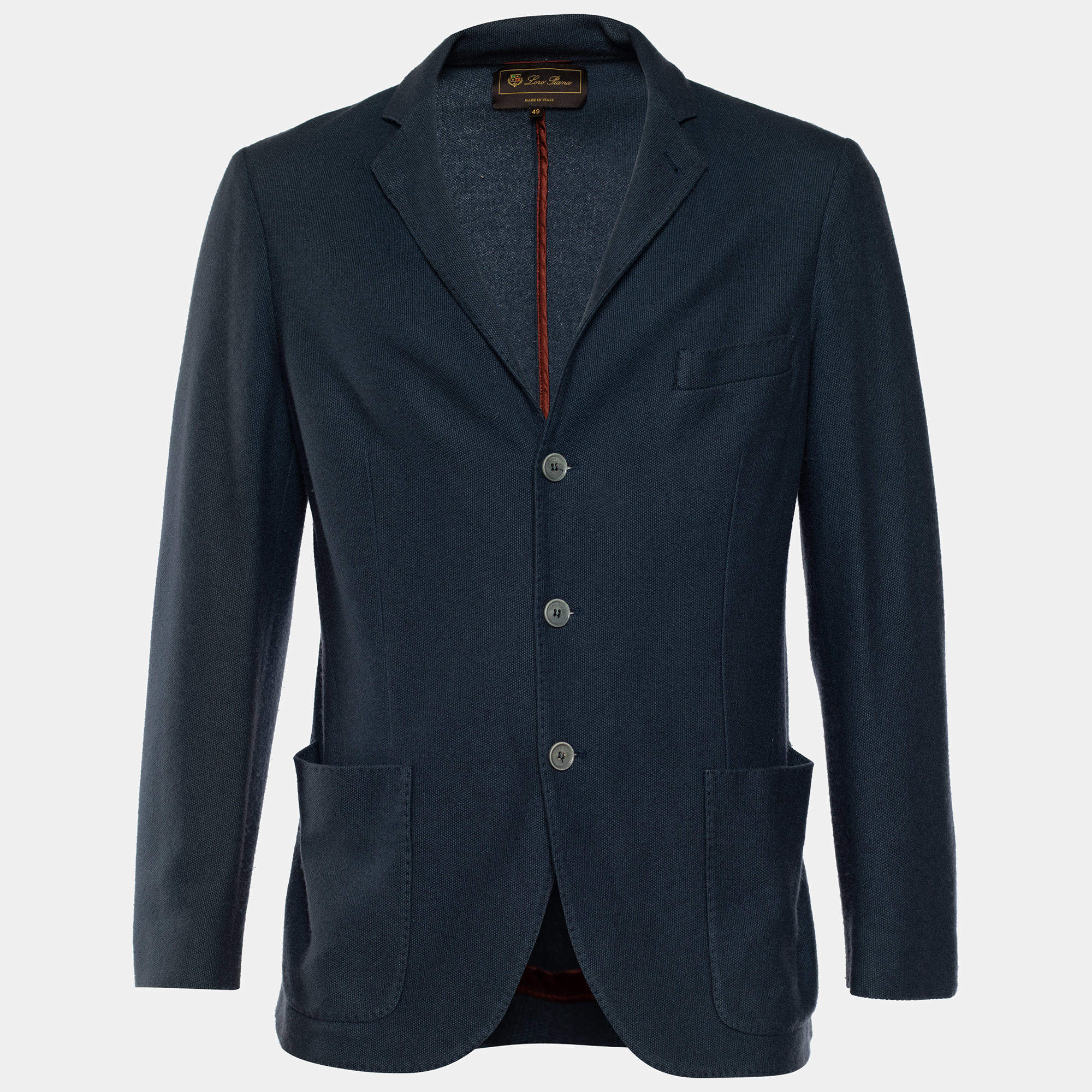 Pre Owned Loro Piana Dark Blue Wool Button Front Jacket M