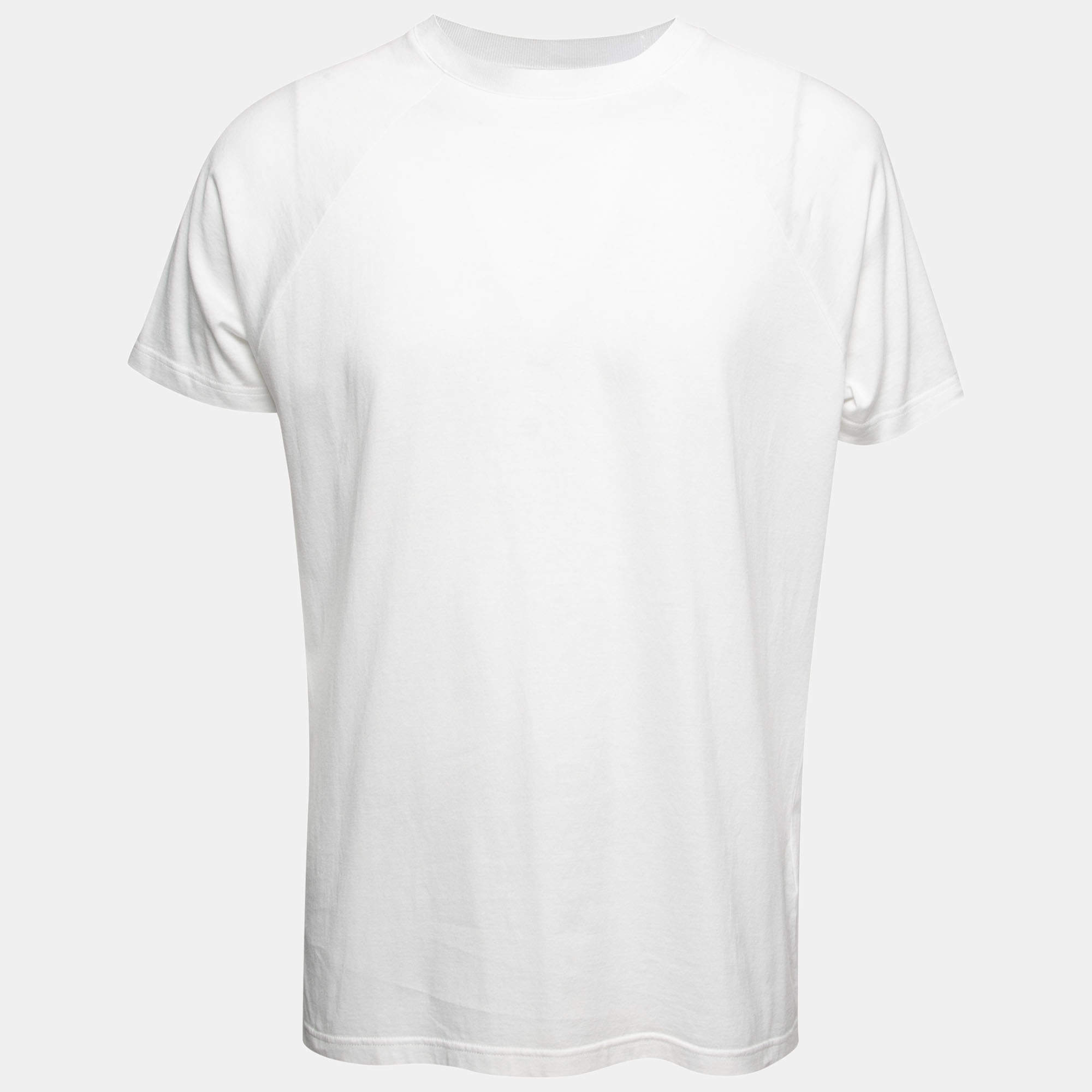 Pre Owned Loro Piana White Cotton Short Sleeve Crewneck T-Shirt L