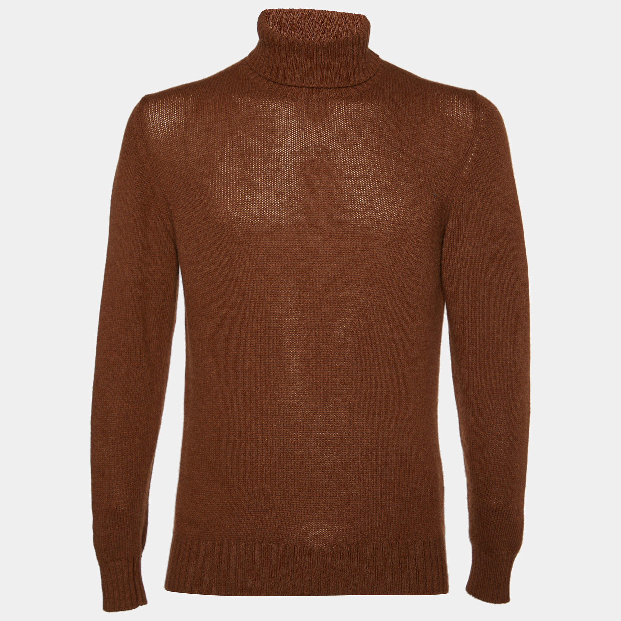 Pre Owned Loro Piana Brown Baby Cashmere Turtle Neck Sweater L