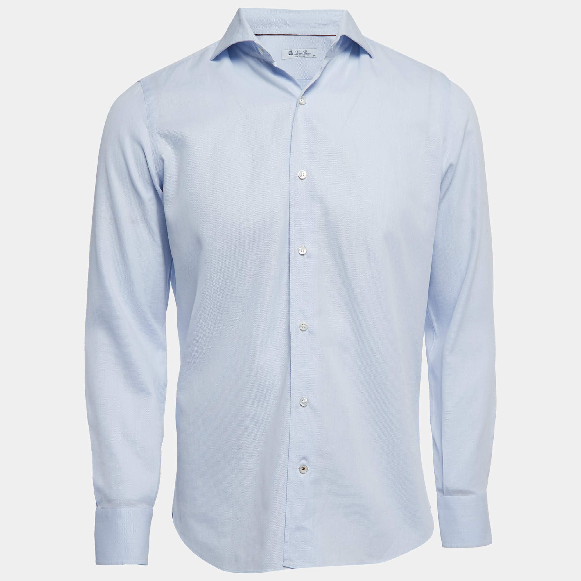 Pre Owned Loro Piana Light Blue Oxford Cotton Button Front Shirt M
