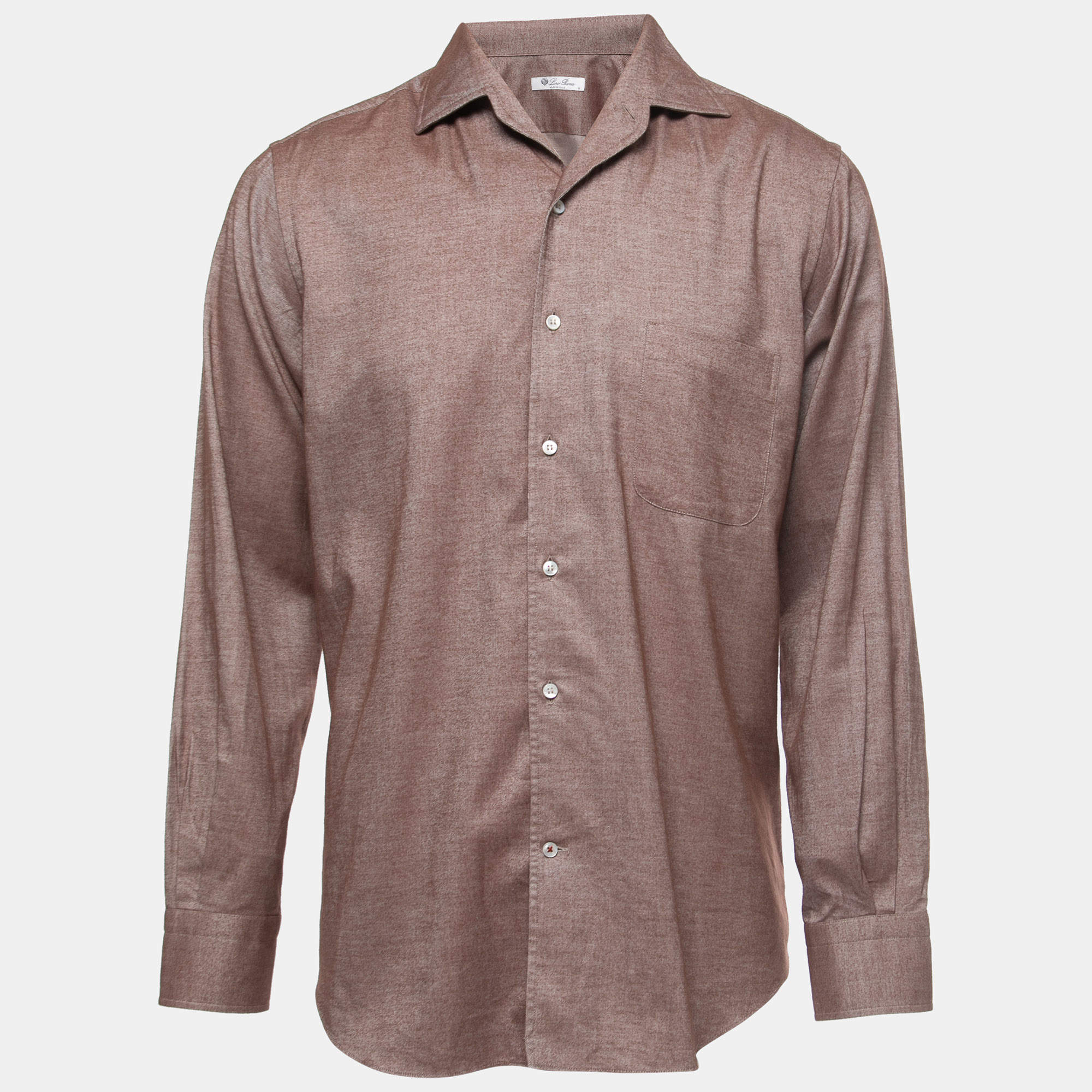 Pre Owned Loro Piana Brown Cotton Andre Button Front Shirt M