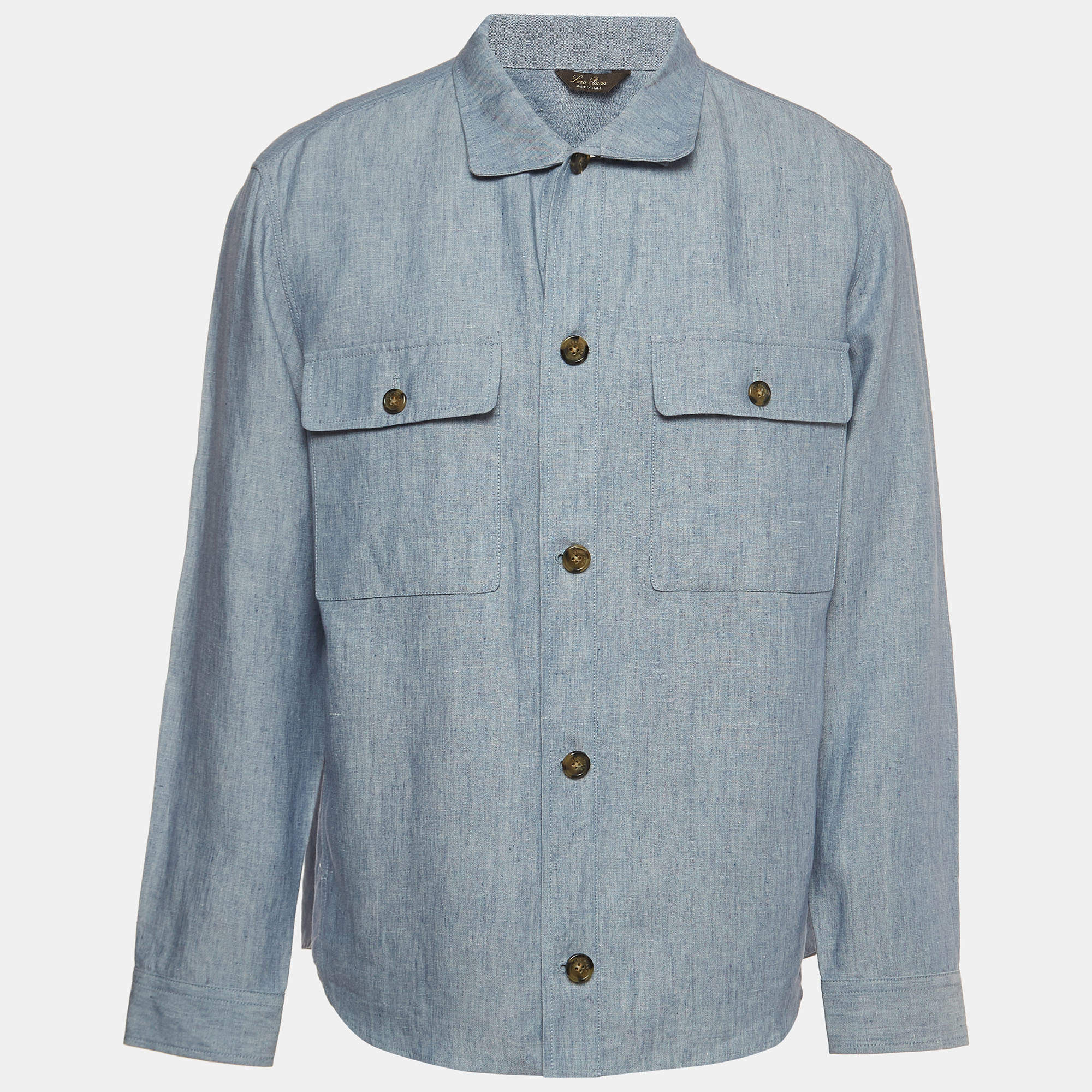 Pre Owned Loro Piana Light Blue Linen Jacket L