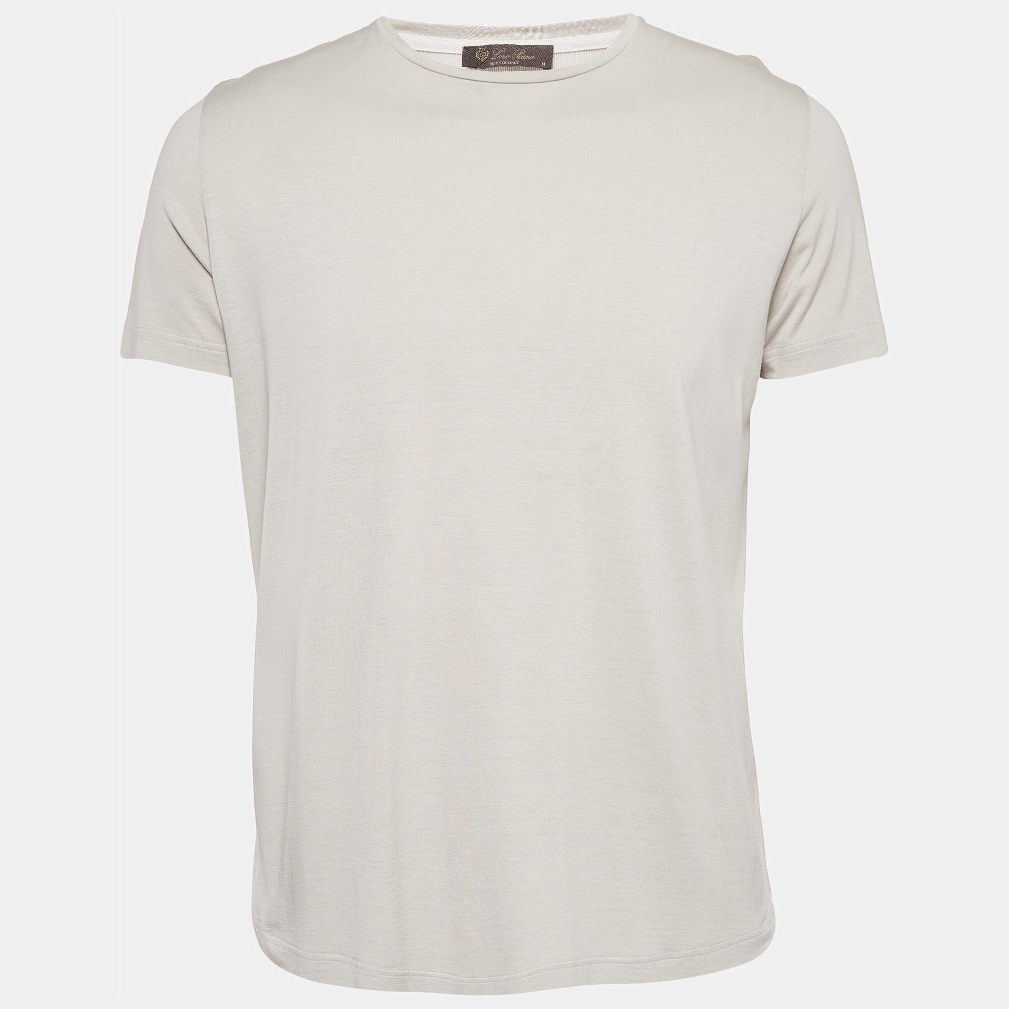 Pre Owned Loro Piana Grey  Cotton Blend Crew Neck T-Shirt M