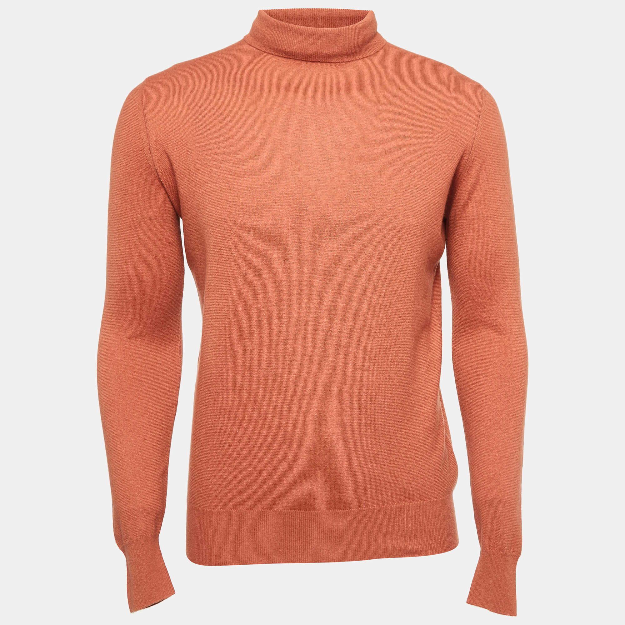 Pre Owned Loro Piana Orange Baby Cashmere Turtle Neck Sweater M