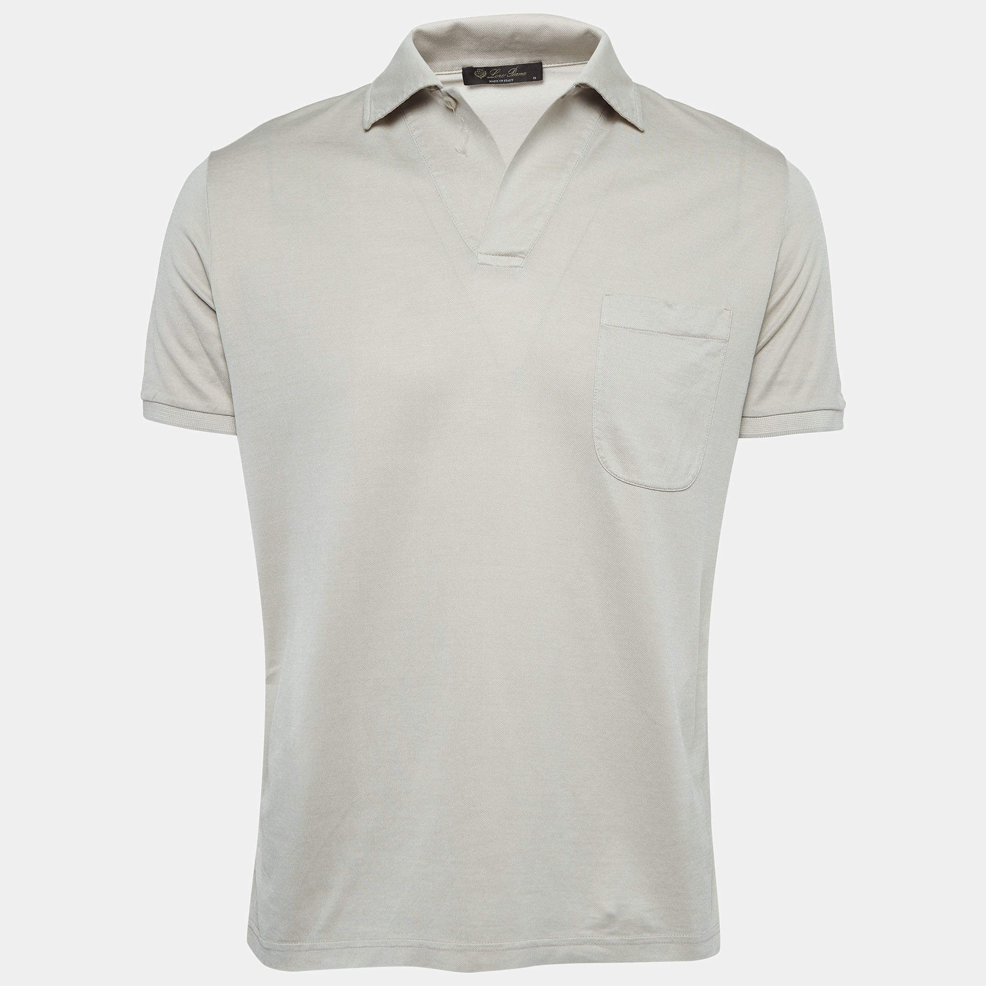 Pre Owned Loro Piana Beige Cotton and Silk Knit Polo T-Shirt S