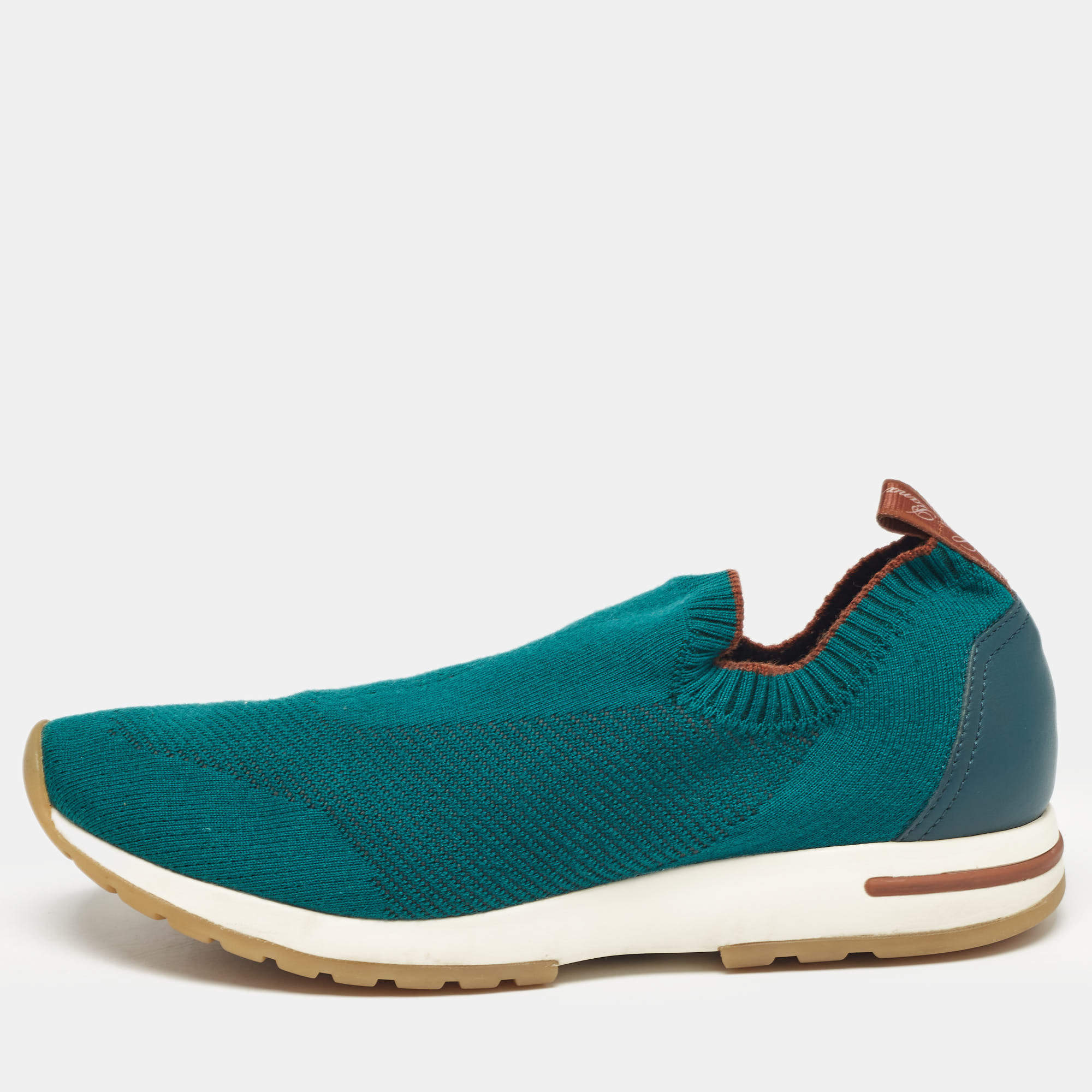 Pre Owned Loro Piana Green Knit Fabric 360 LP Flexy Walk Sneakers Size 42