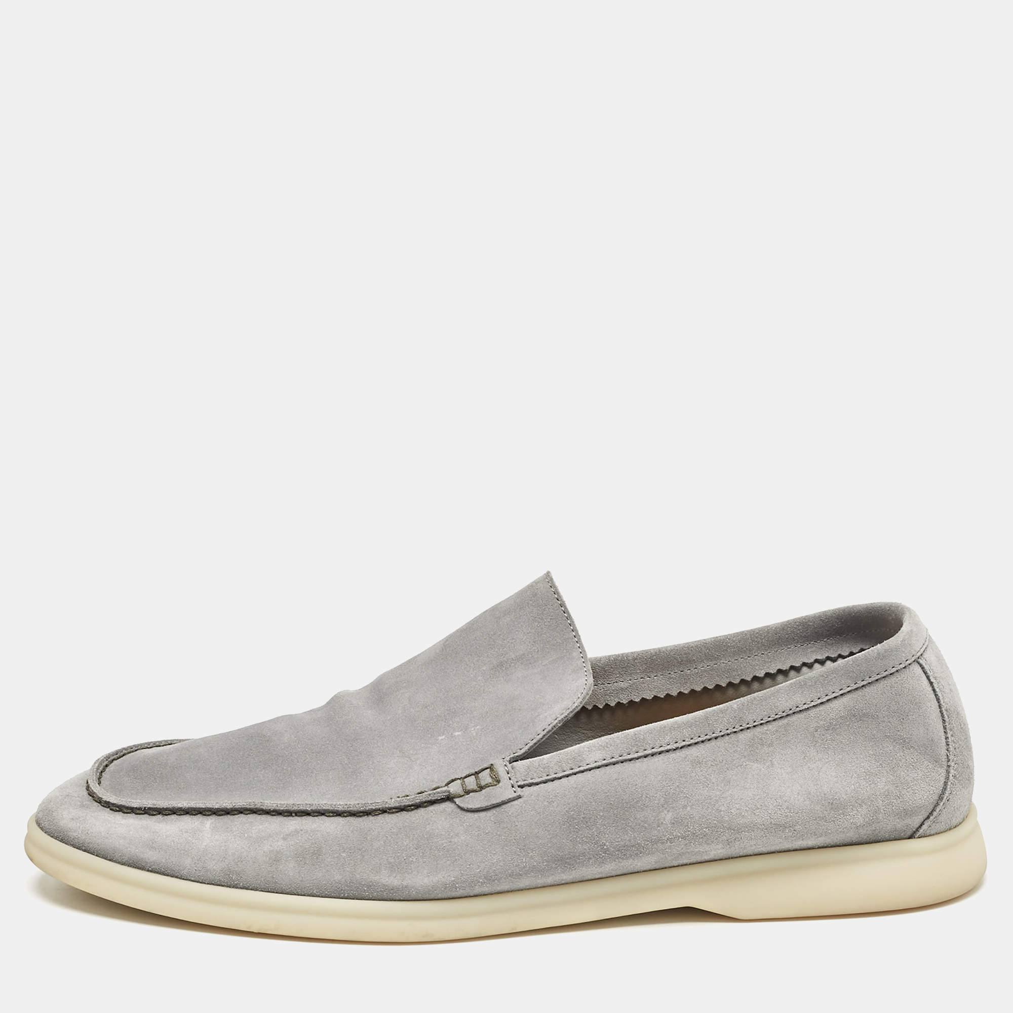 Pre Owned Loro Piana Grey Suede Summer Walk Loafers Size 45