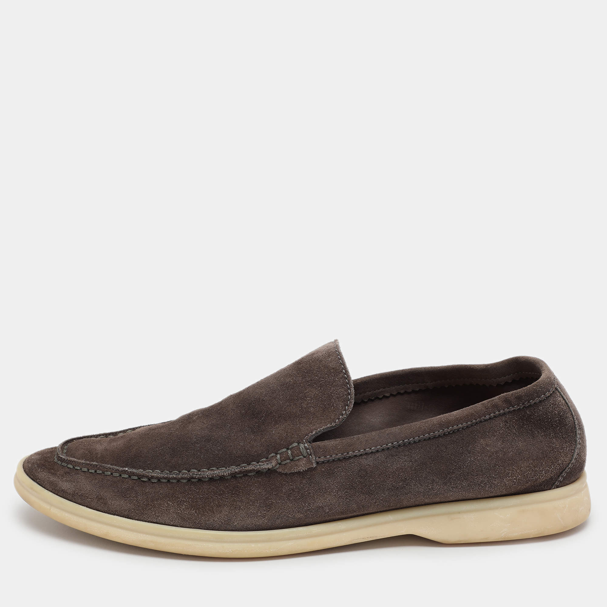 Pre Owned Loro Piana Grey Suede Summer Walk Loafers Size 43