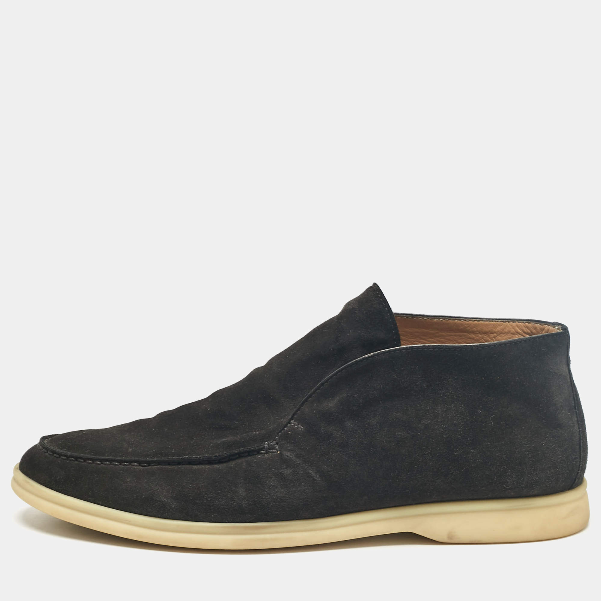 Pre Owned Loro Piana Black Suede Open Walk Ankle Boots Size 40