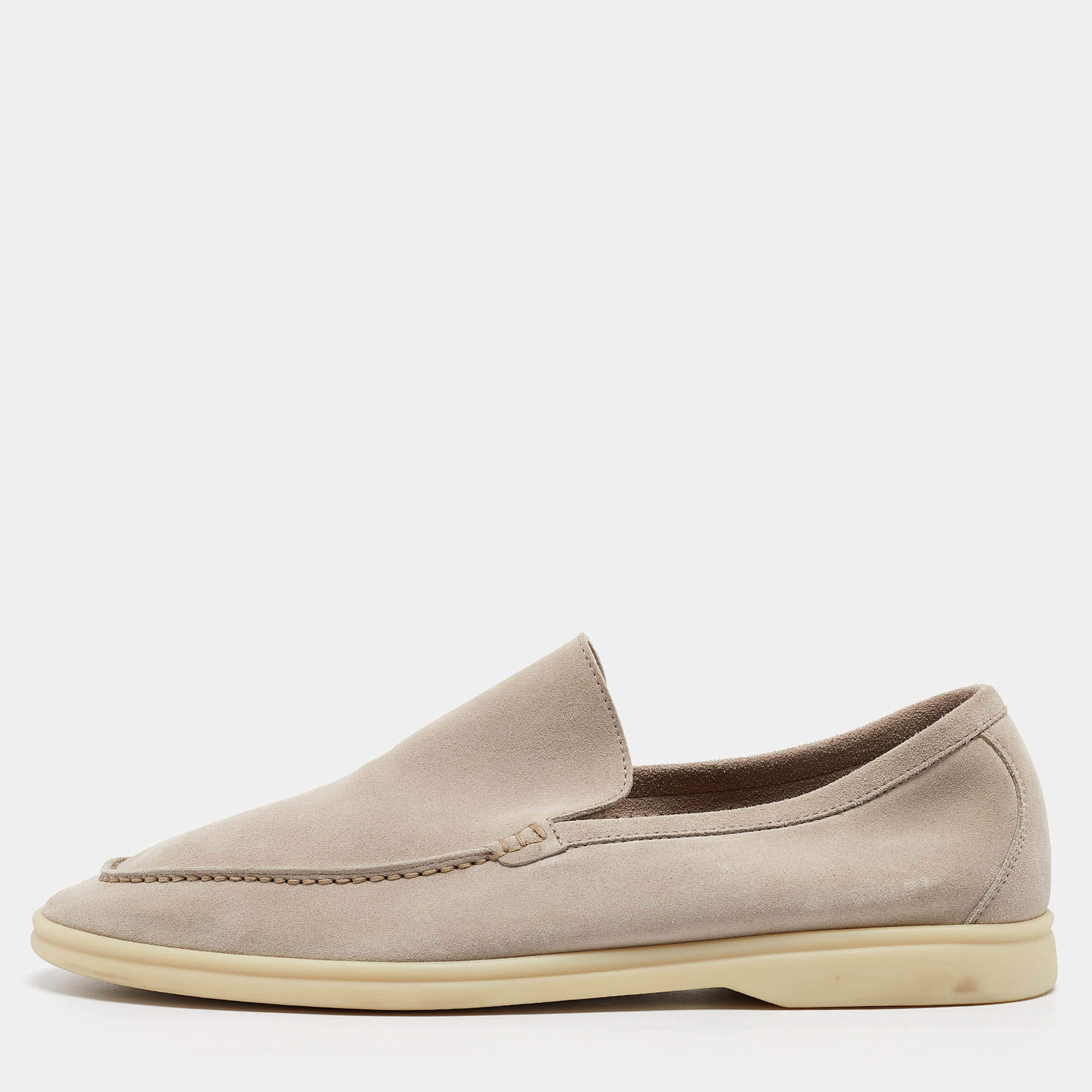 Pre Owned Loro Piana Beige Suede Summer Walk Loafers Size 43.5
