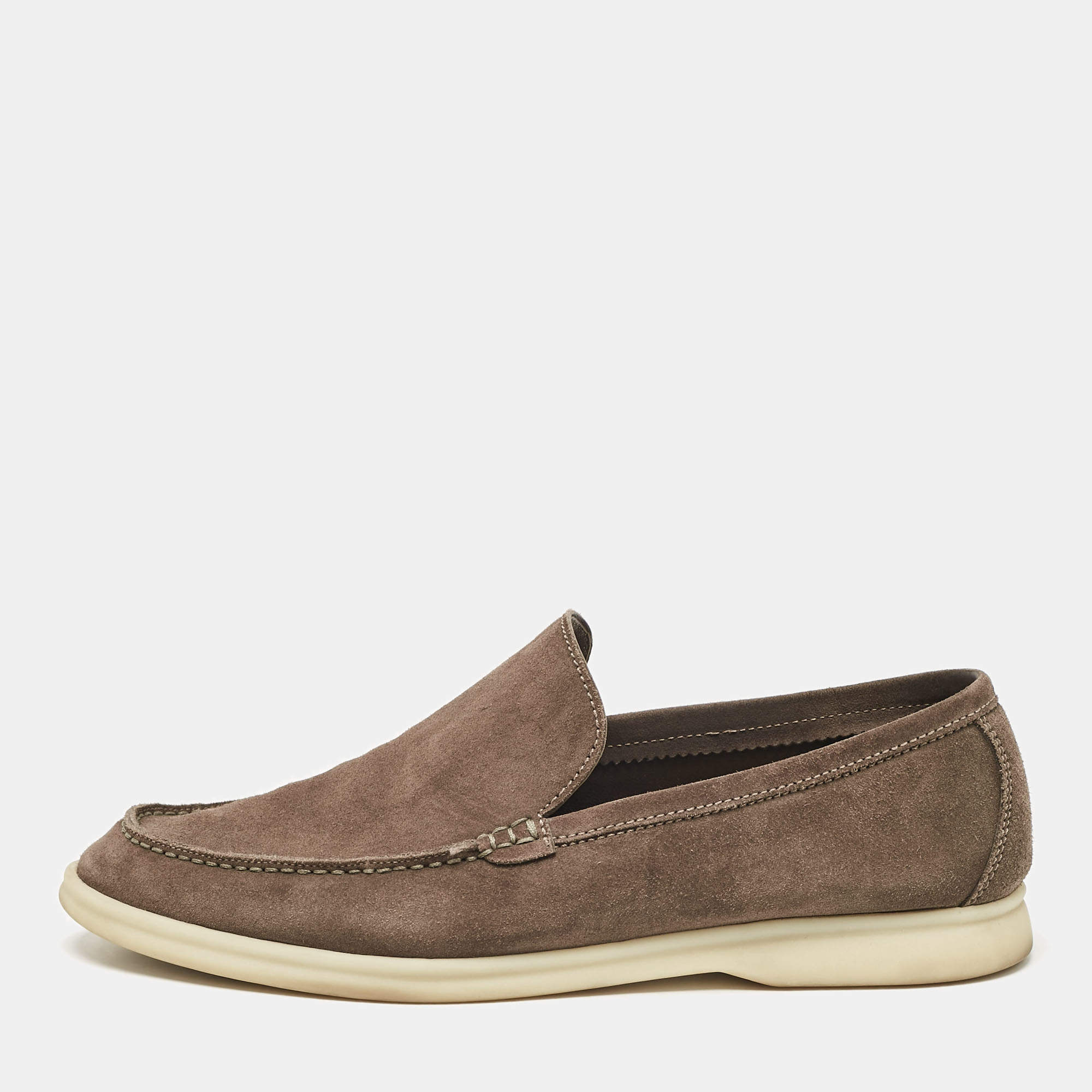 Loro Piana Brown Suede 'Summer Walk' Slip On Loafers Size 42