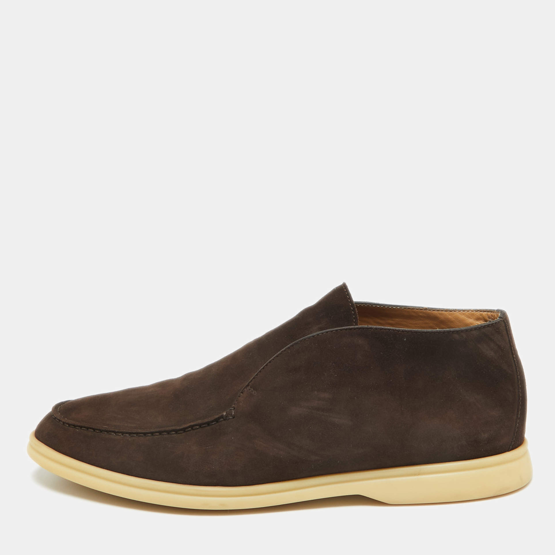 Loro Piana Brown Suede Open Walk Ankle Length Boots Size 44