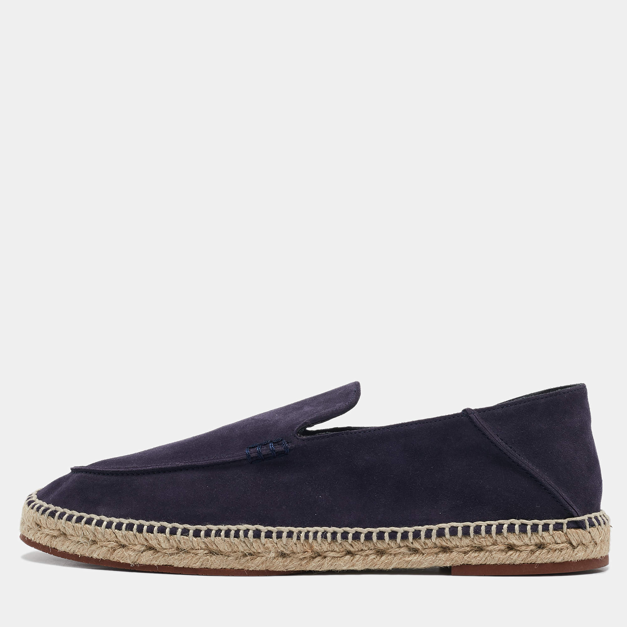 Loro Piana Dark Purple Suede Seaside Walk Espadrilles Size 45