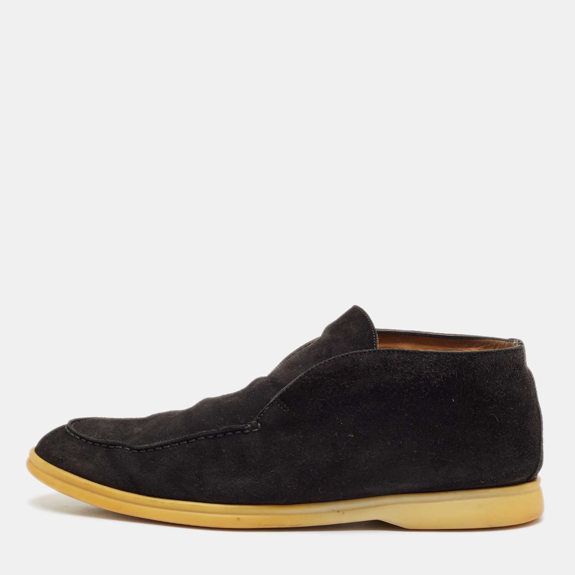 Loro Piana Black Suede Open Walk Ankle Boots Size 43