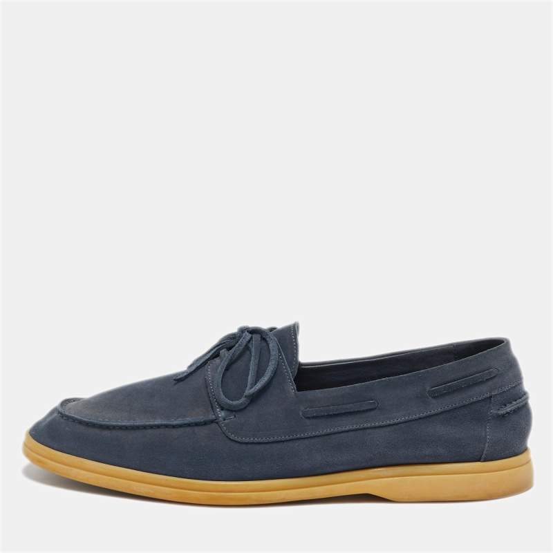 Loro Piana Blue Suede Sea Sail Loafers Size 45.5