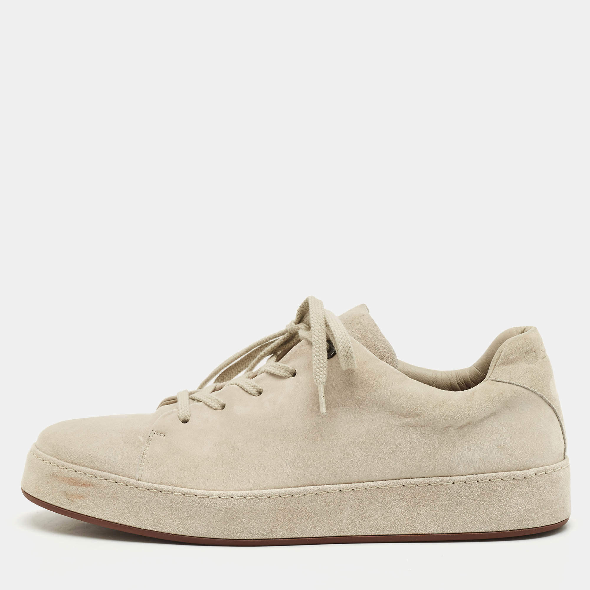 Loro Piana Grey Suede Nuages Lace Up Sneakers Size 42