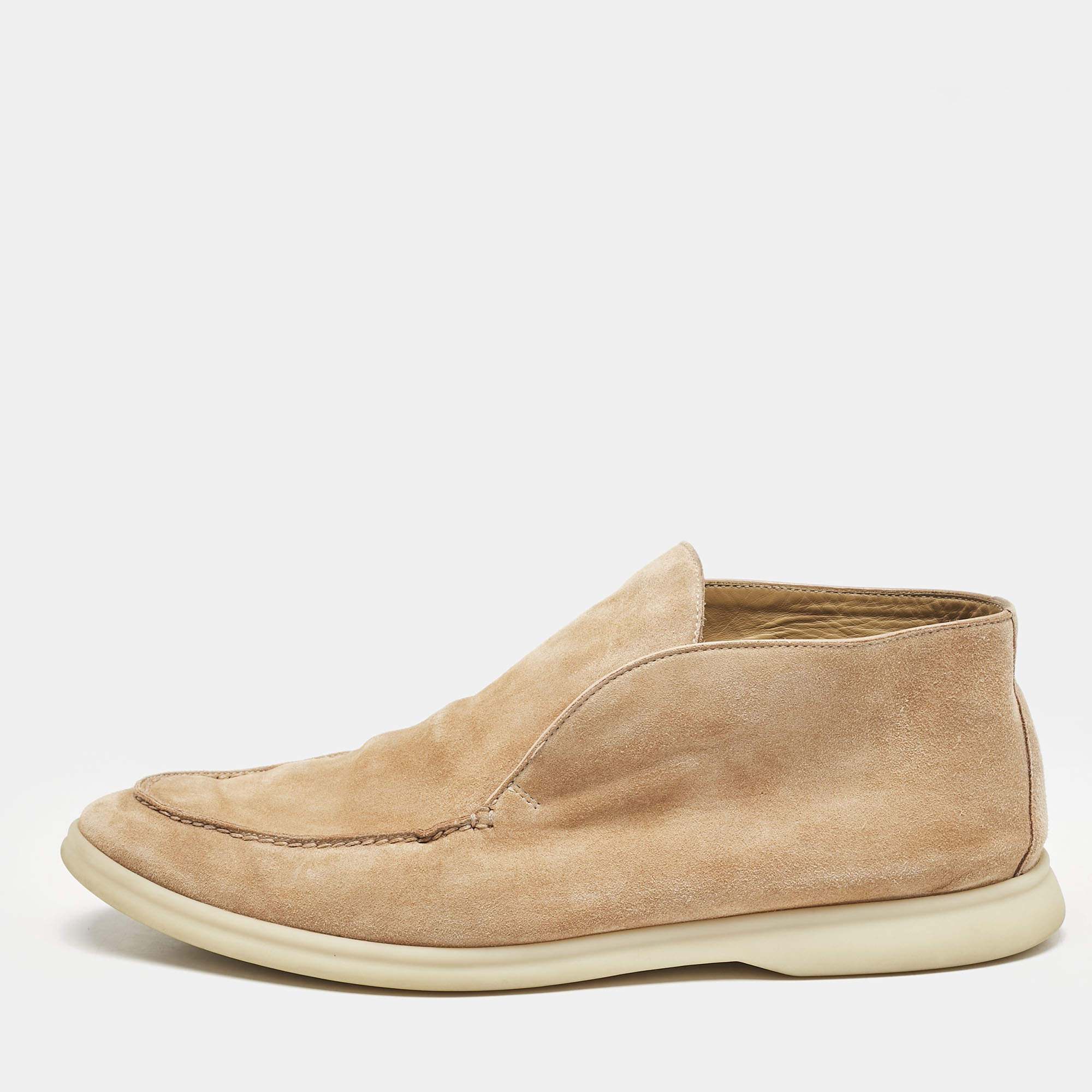 Loro Piana Beige Suede Open Walk Ankle Boots Size 43