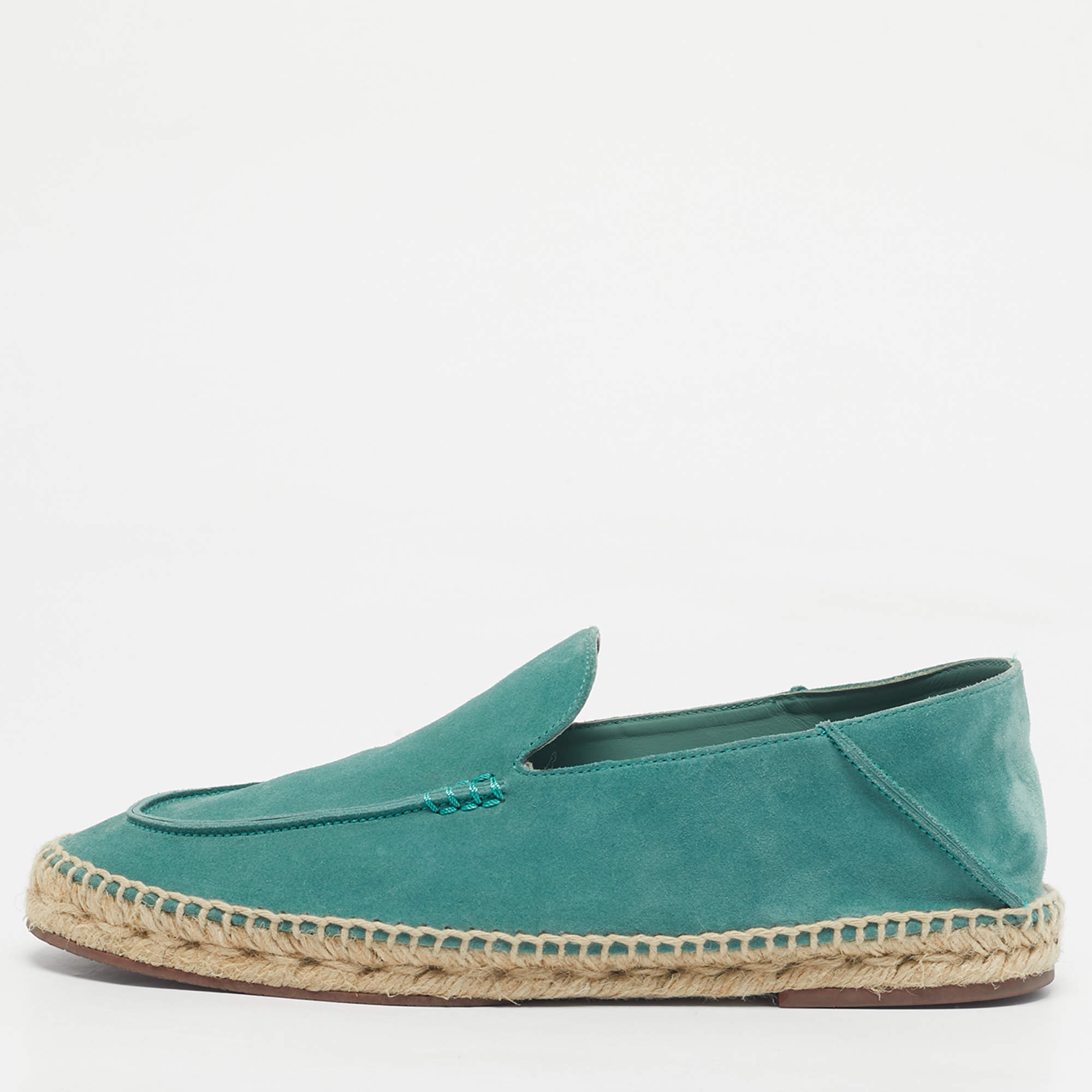 Pre Owned Loro Piana Green Suede Slip On Espadrille Size 42