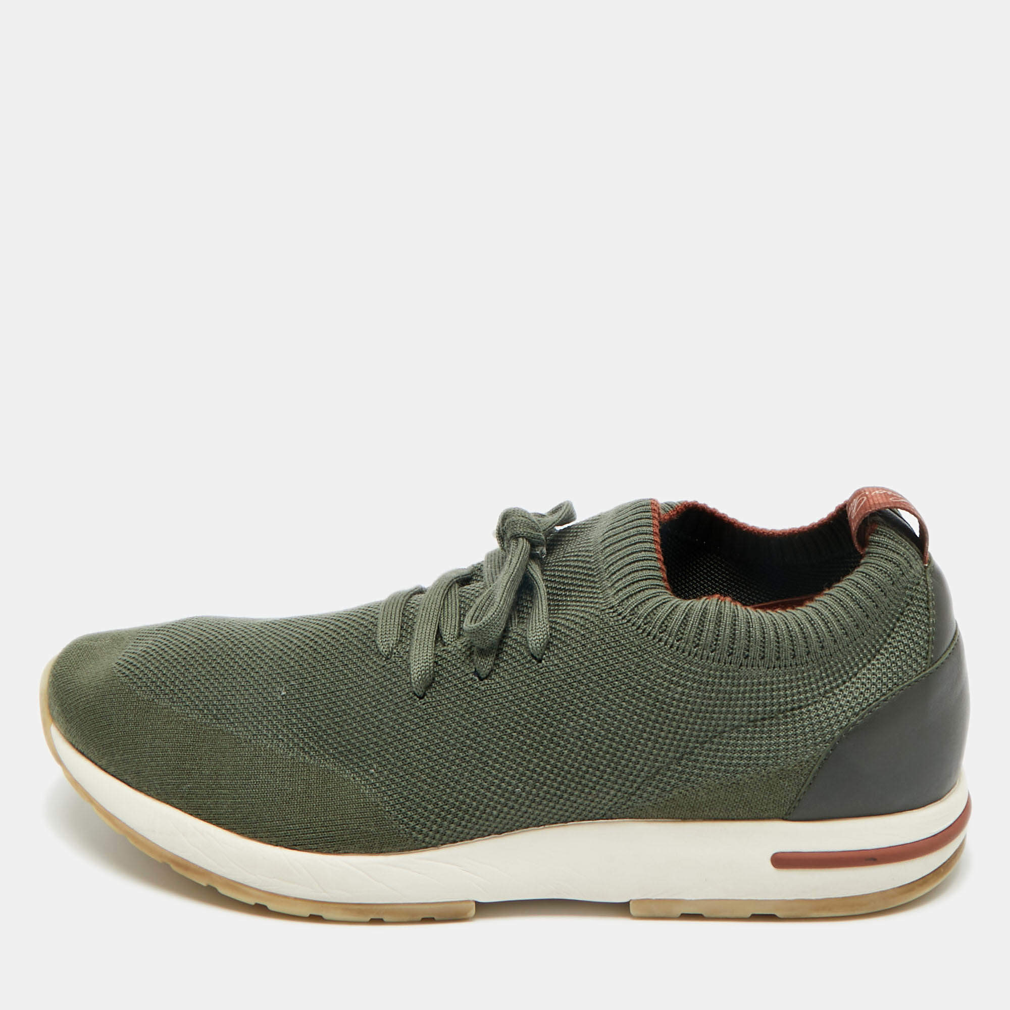 Pre Owned Loro Piana Green Knit Fabric 360 LP Flexy Walk Sneakers Size 43