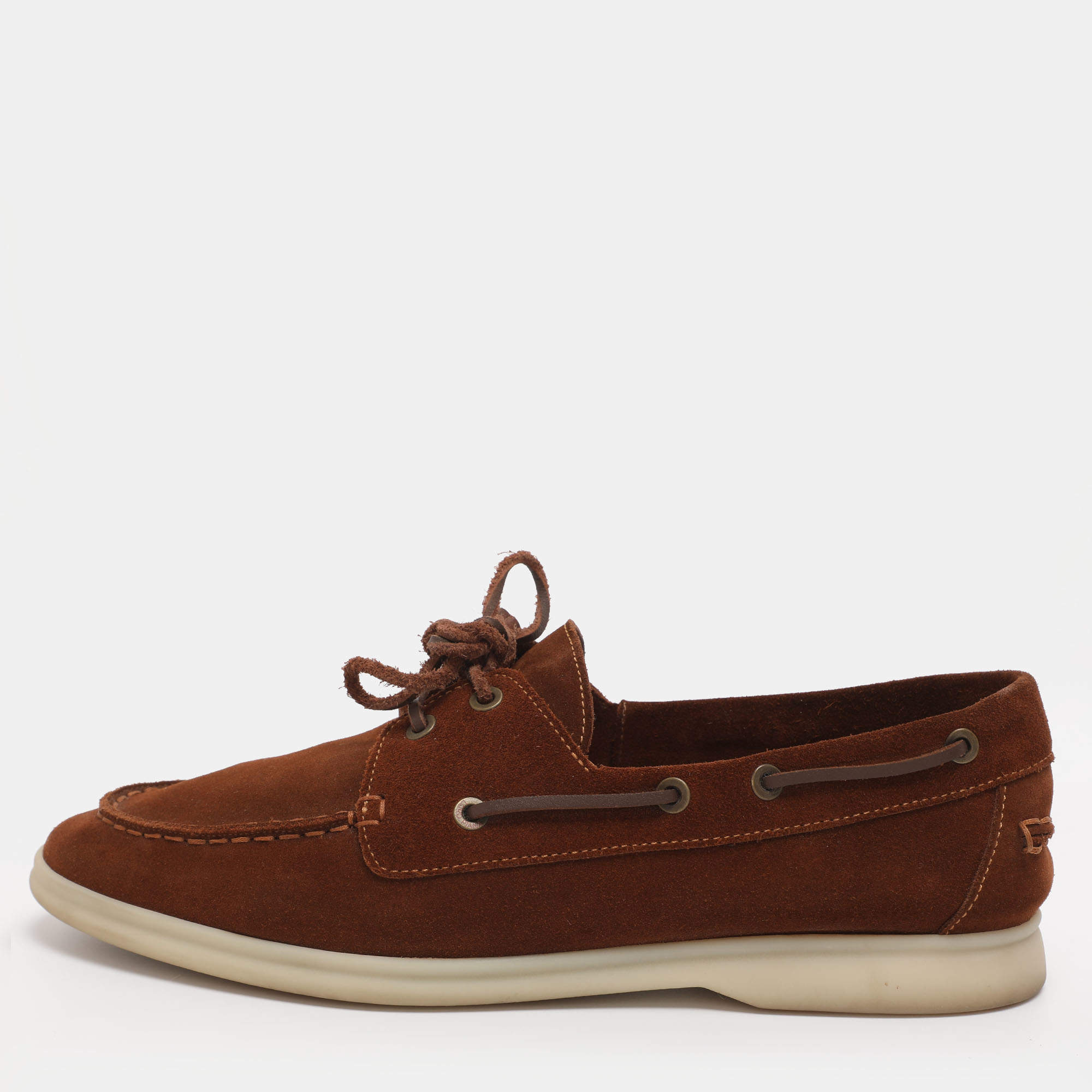 Pre Owned Loro Piana Brown Suede Sea Sail Loafers Size 41
