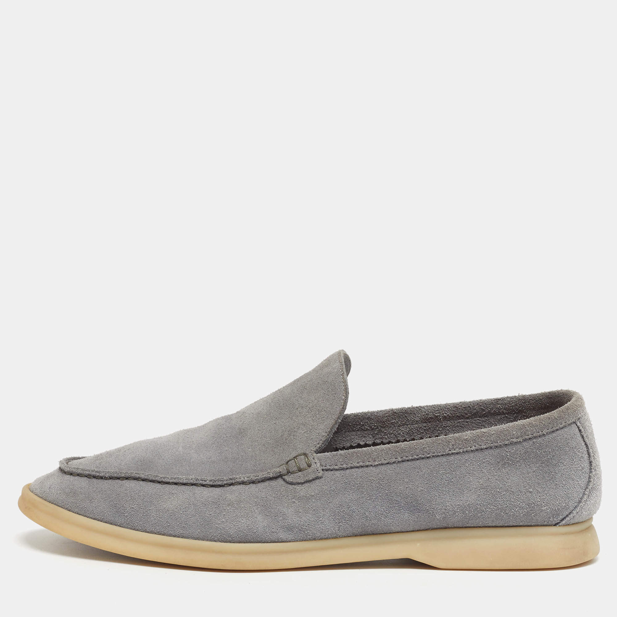 Pre Owned Loro Piana Summer Walk Size 41 Grey Suede Loafers
