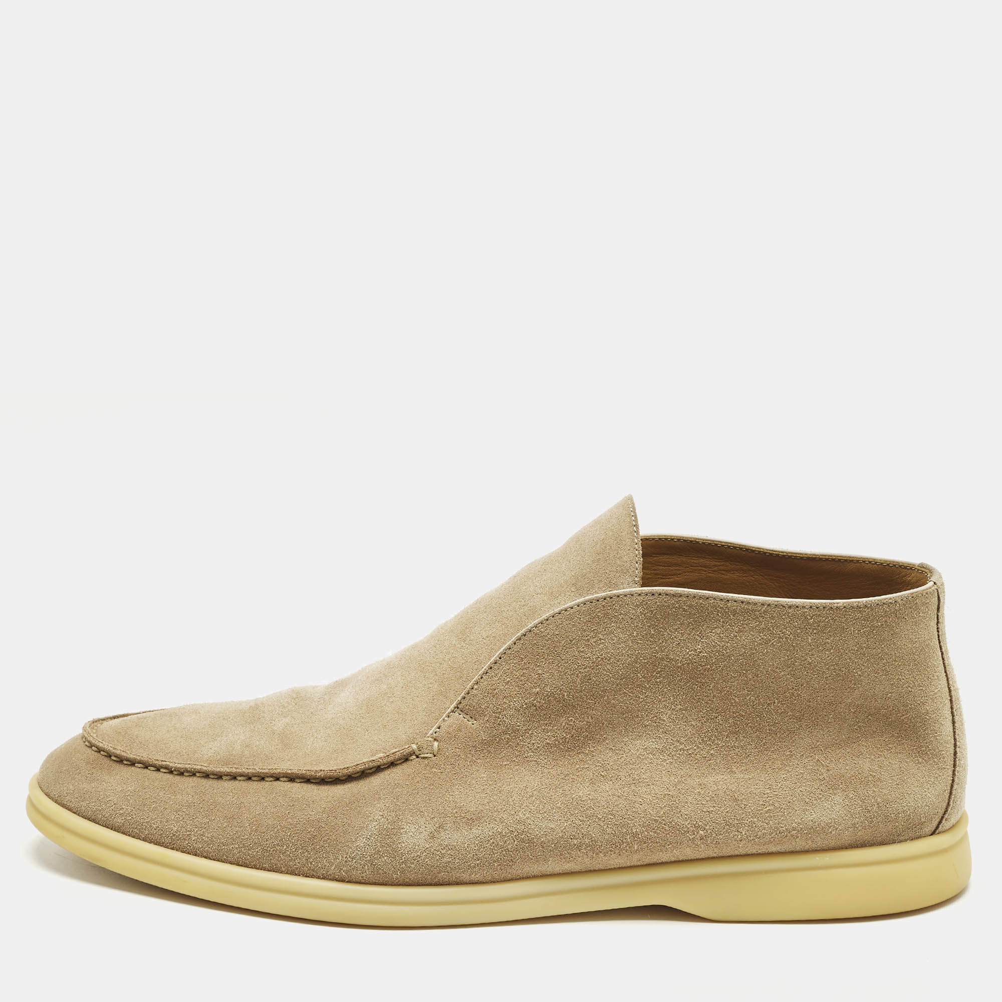 Pre Owned حذاء كاحل لورو بيانا أوبن ووك نسيج محبوك رمادي فاتح مقاس 41