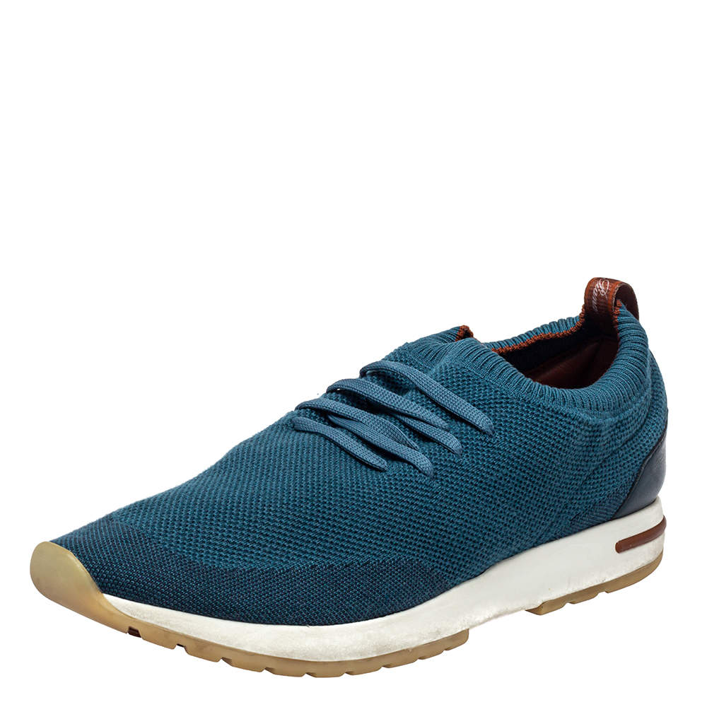 Loro Piana Blue Knit Fabric Flexy Walk Sneakers Size 43