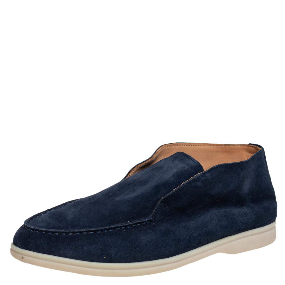 Pre Owned Loro Piana Blue Suede Summer Walk Slip On Loafers Size 42