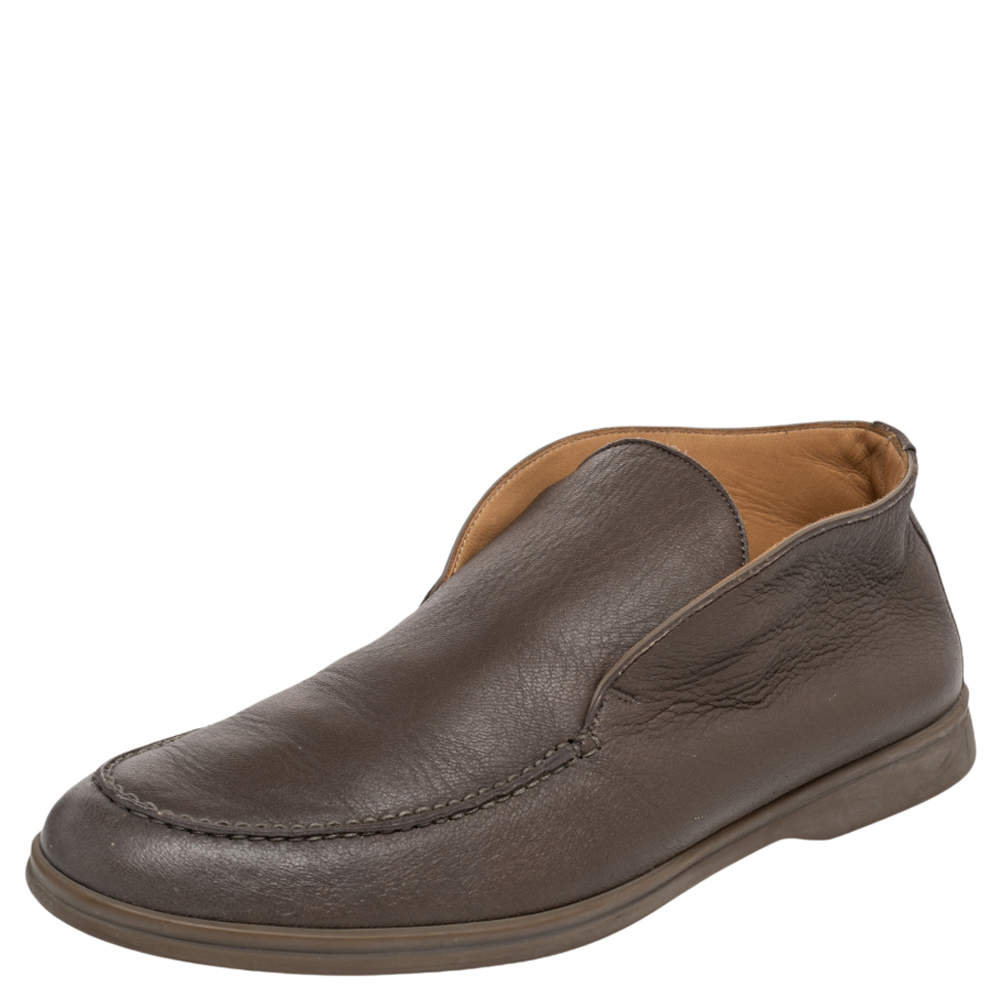 Loro Piana Brown Leather Open Walk Ankle Boots Size 42