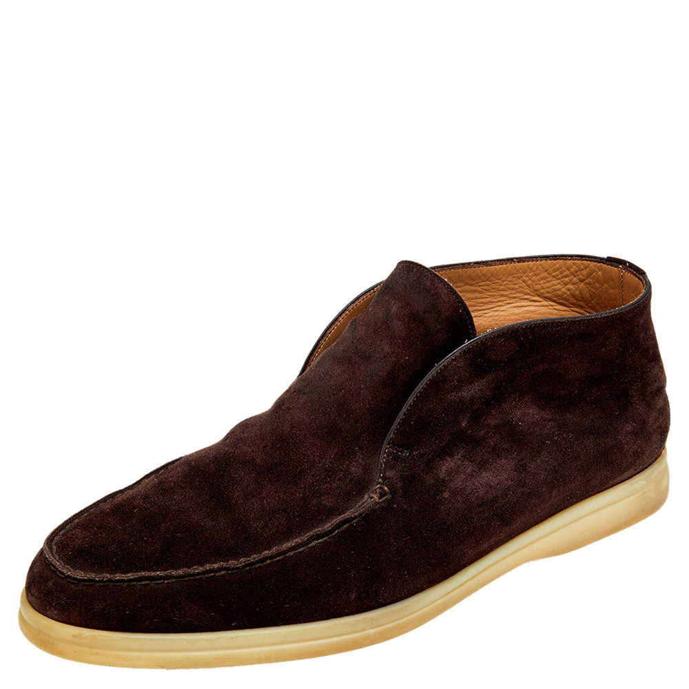 Loro Piana Brown Suede Open Walk Ankle Boots Size 41
