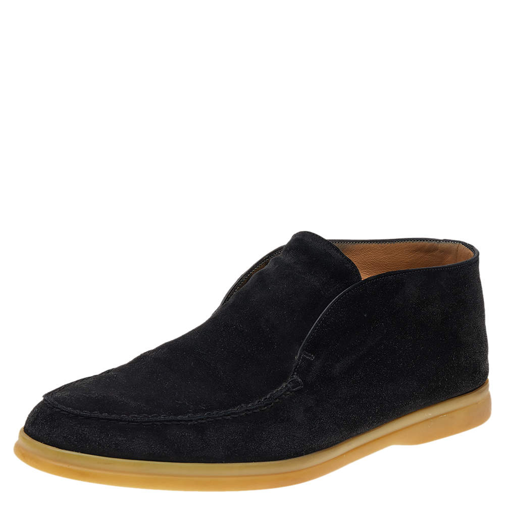 Loro Piana Black Suede Open Walk Ankle Boots Size 40.5