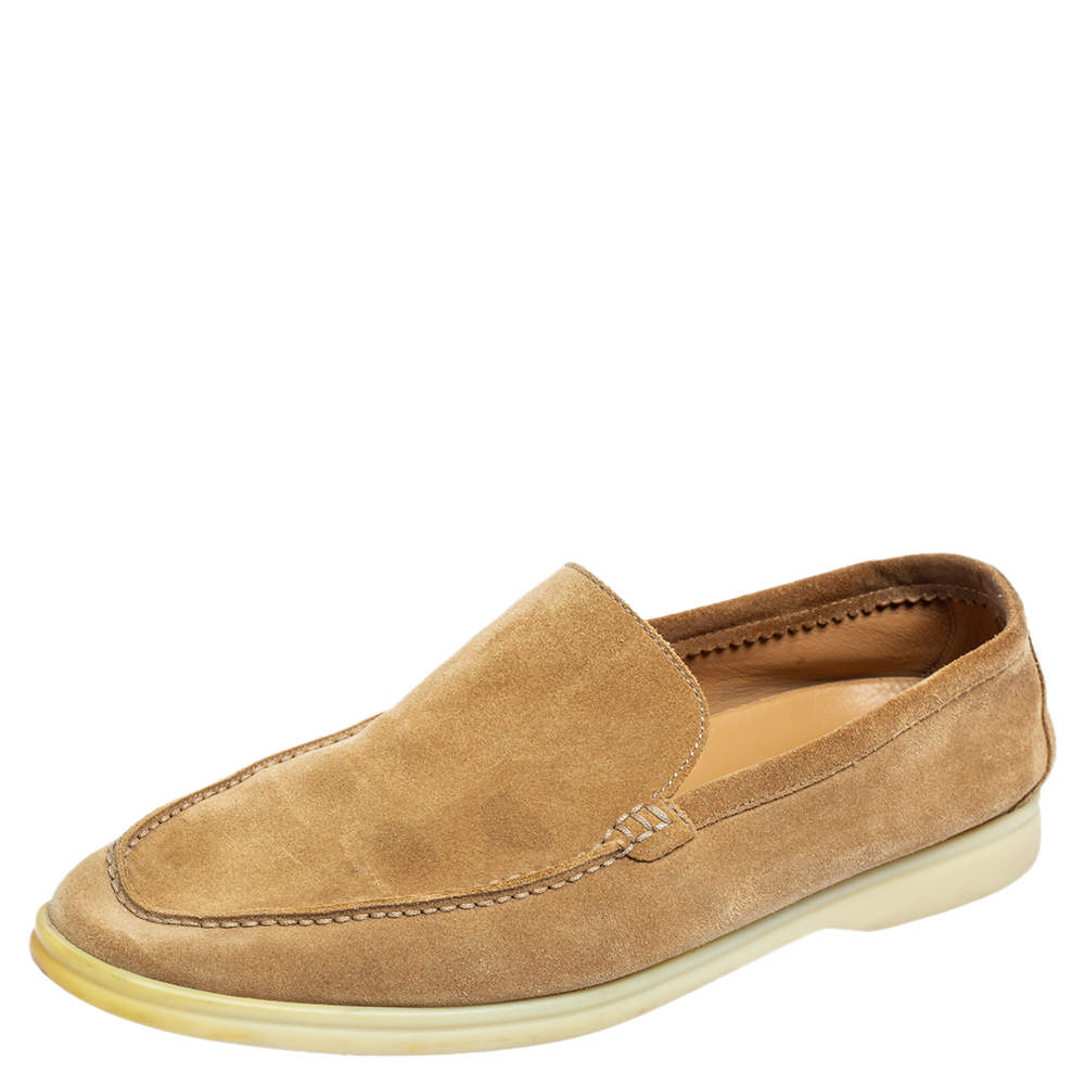 مملوكة مسبقًا Loro Piana Brown Suede Summer Walk Loafers Size 43