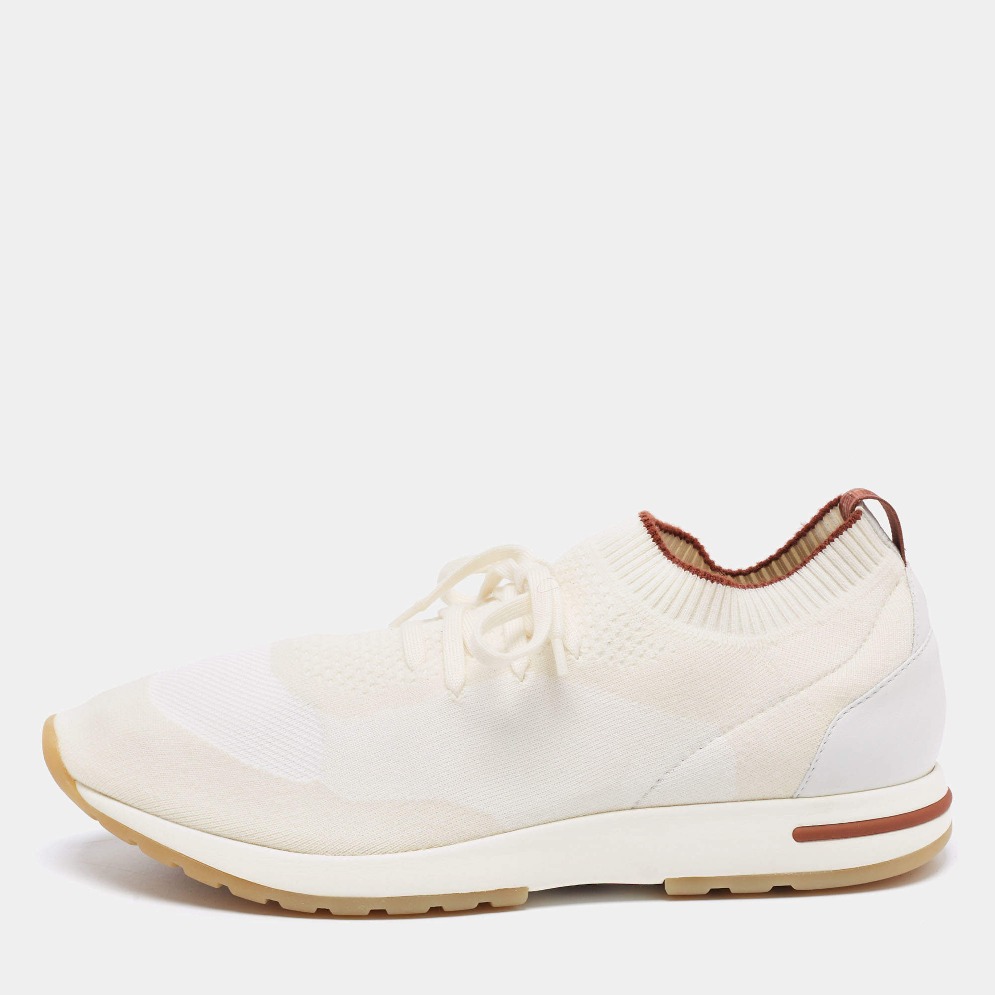 Pre Owned حذاء رياضي لورو بيانا ليدي فليكسي والك جلد وقماش رصاصي/أبيض مقاس 45