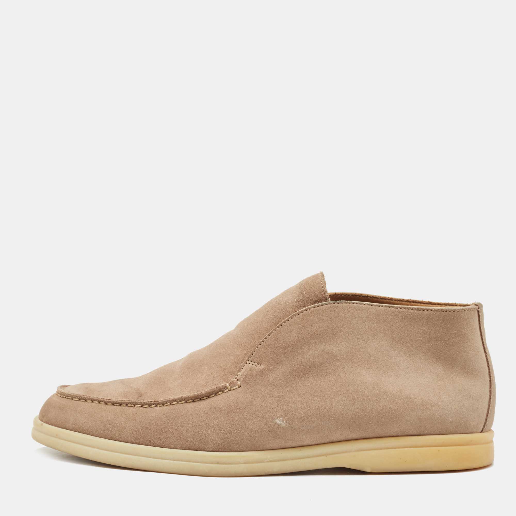 Loro Piana Beige Suede Open Walk Ankle Boots Size 40