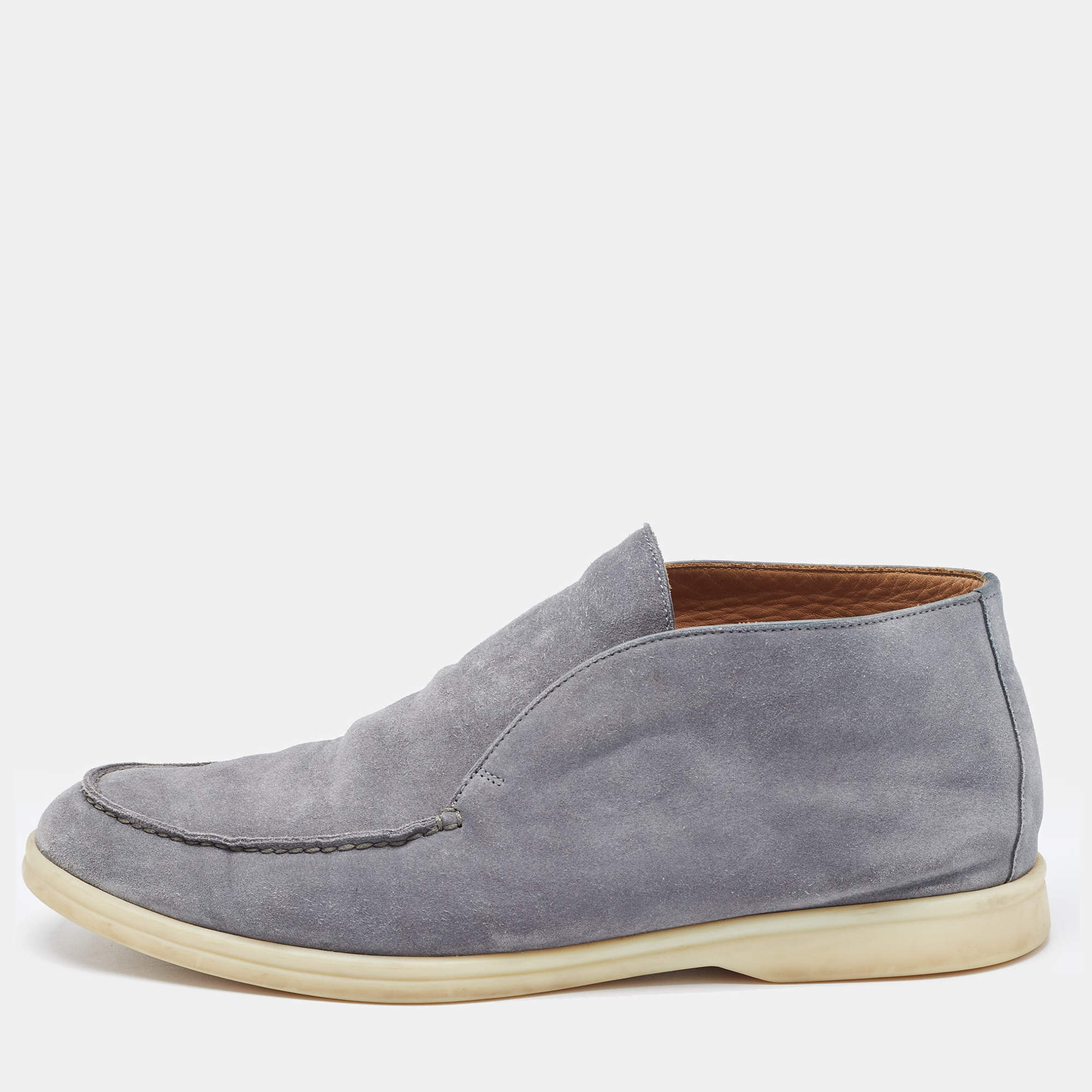 Pre Owned Loro Piana Grey Suede Summer Walk Loafers Size 41.5