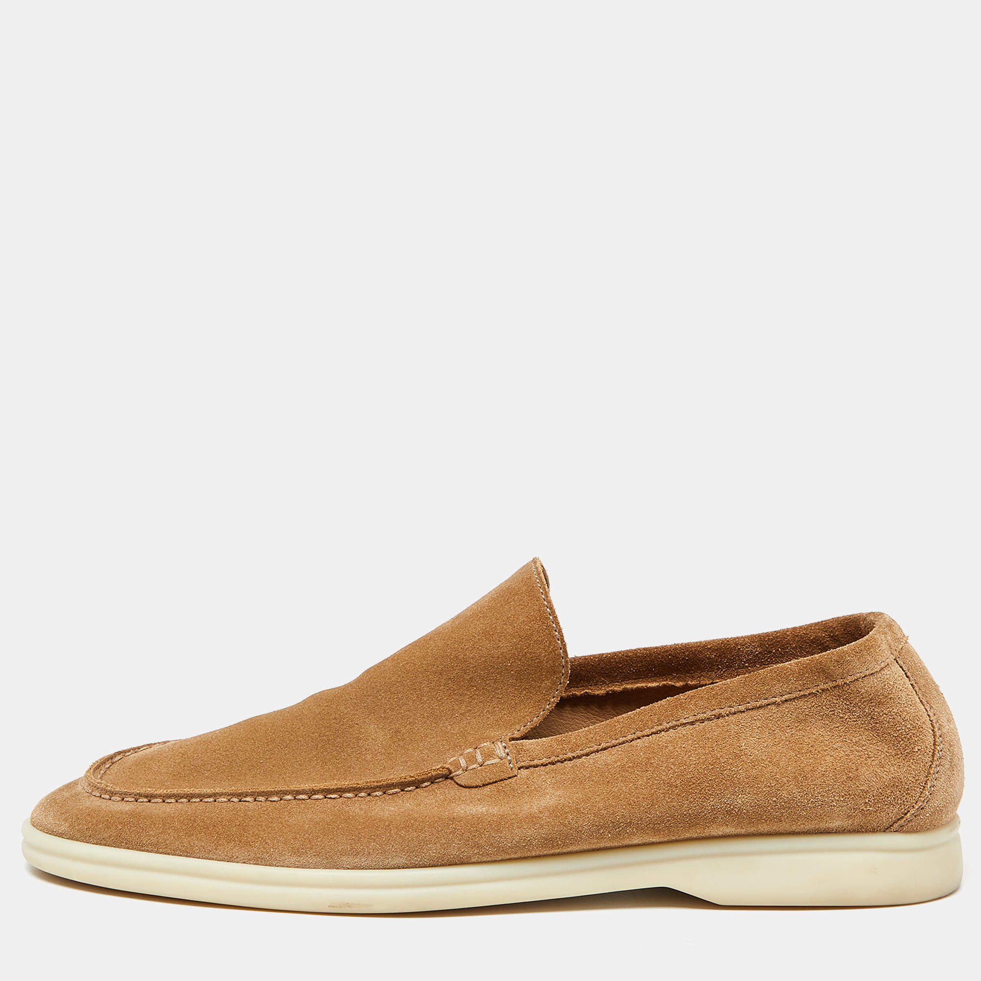 Loro Piana Brown Suede Summer Walk Slip On Loafers Size 42.5