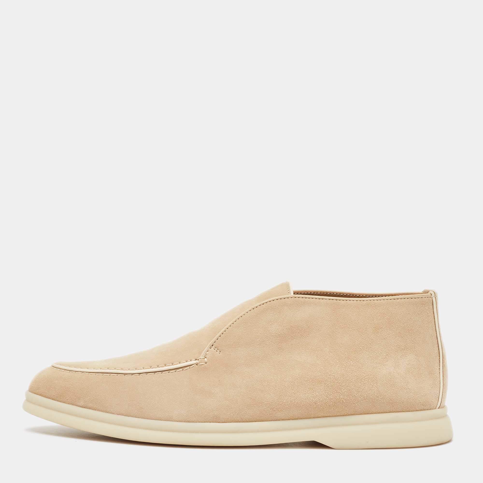 Pre Owned Lora Piano Beige Suede Summer Walk Ankle Boots Size 41