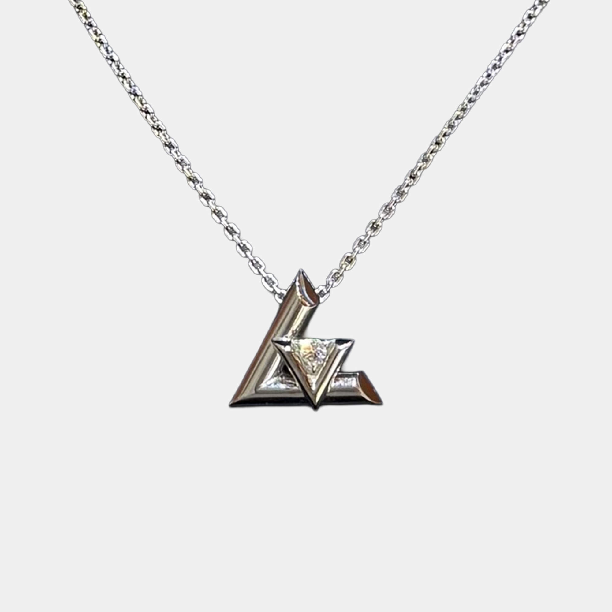 Pre Owned Louis Vuitton LV Volt 18K White Gold Diamond Necklace