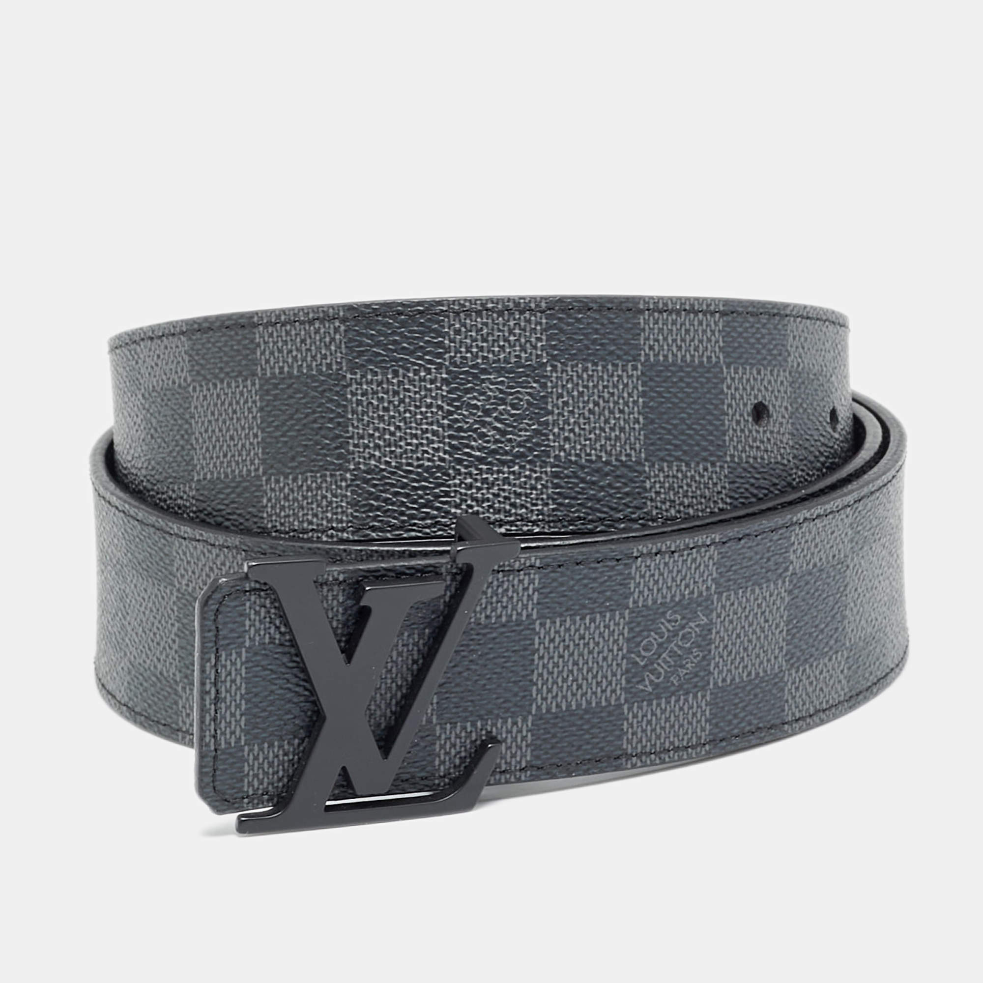 مملوكة مسبقًا حزام لوي فيتون إنشيلز LV كانفاس داميه كوبالت 95 سم