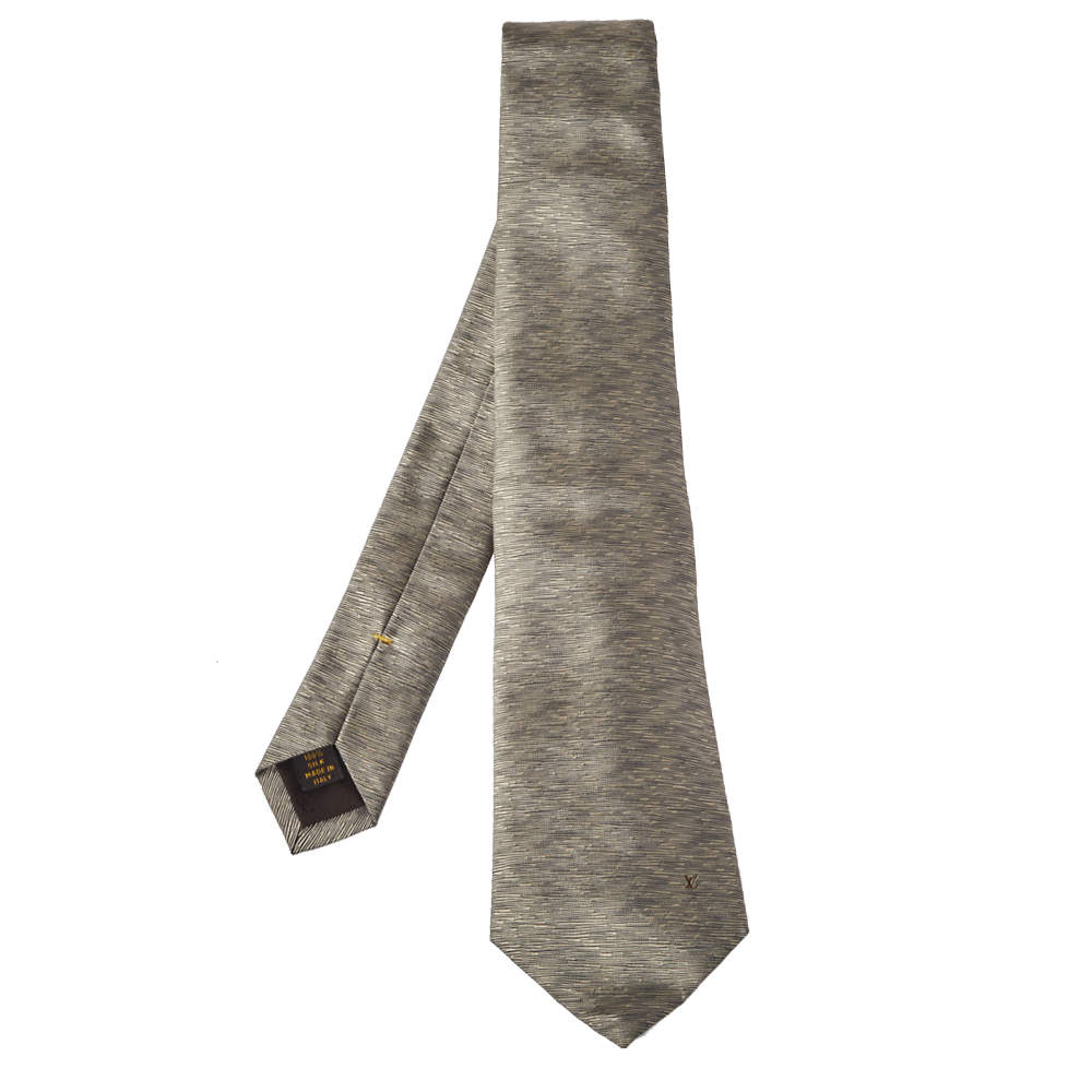 مملوكة مسبقًا Louis Vuitton Metallic Gold Jacquard Silk Tie