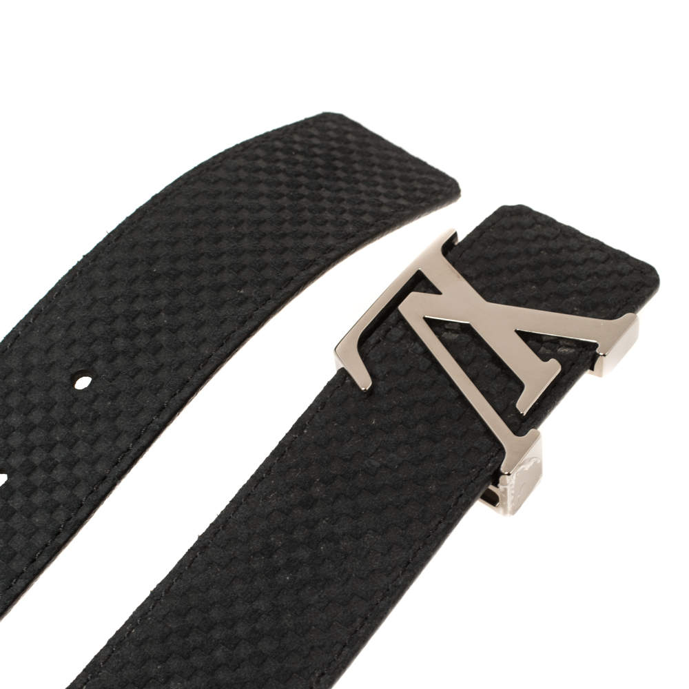 Louis Vuitton Black Mini Damier Suede Initiales Belt 100CM Louis