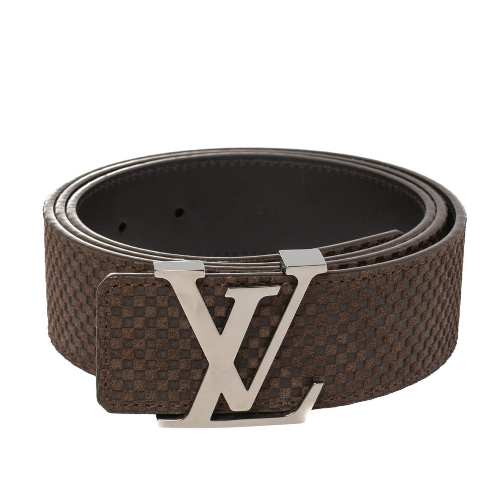 Louis Vuitton Black Mini Damier Suede Initiales Belt 105CM Louis Vuitton