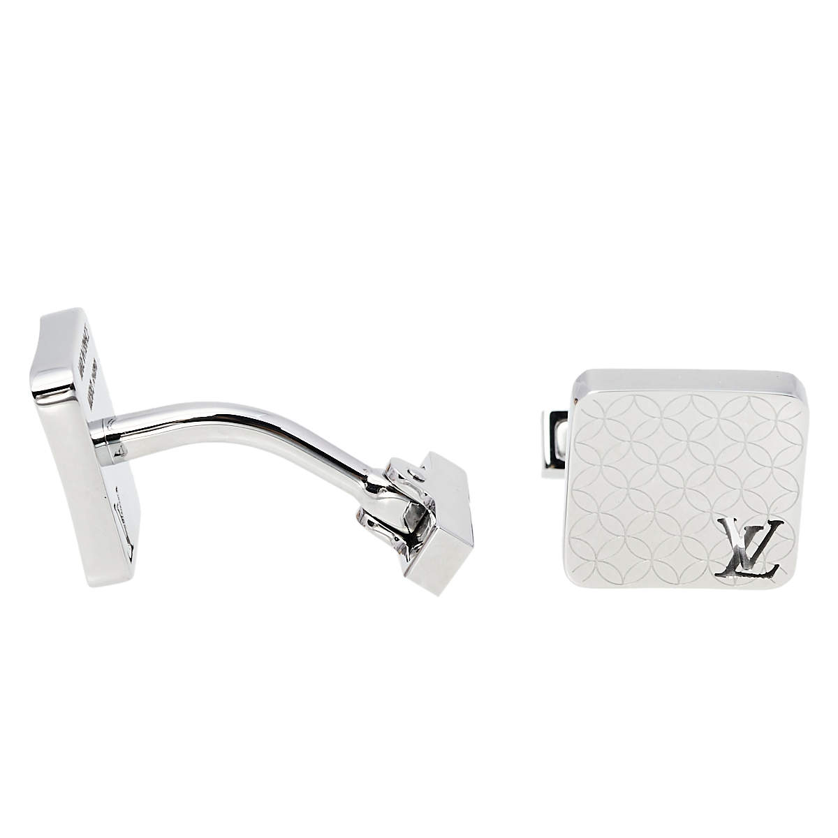 Auth LOUIS VUITTON Stainless Steel Champs Elysees Cufflinks Cuffs #9318